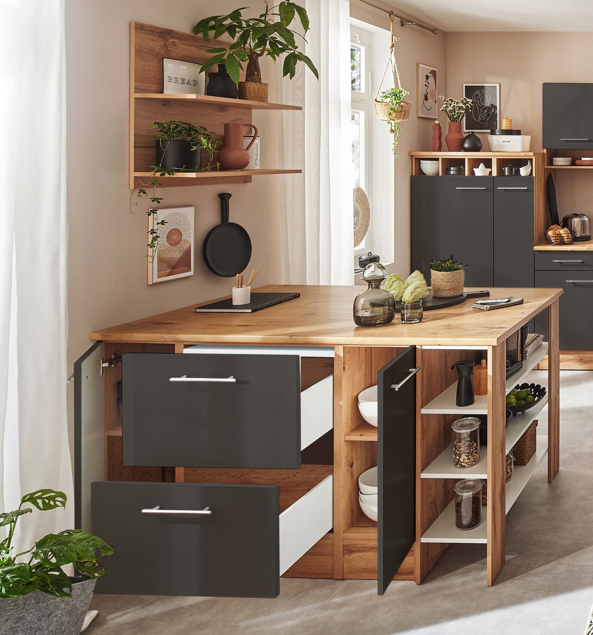 RESPEKTA Kücheninsel »Hilde« Breite 150 cm, inkl. Hängeregal