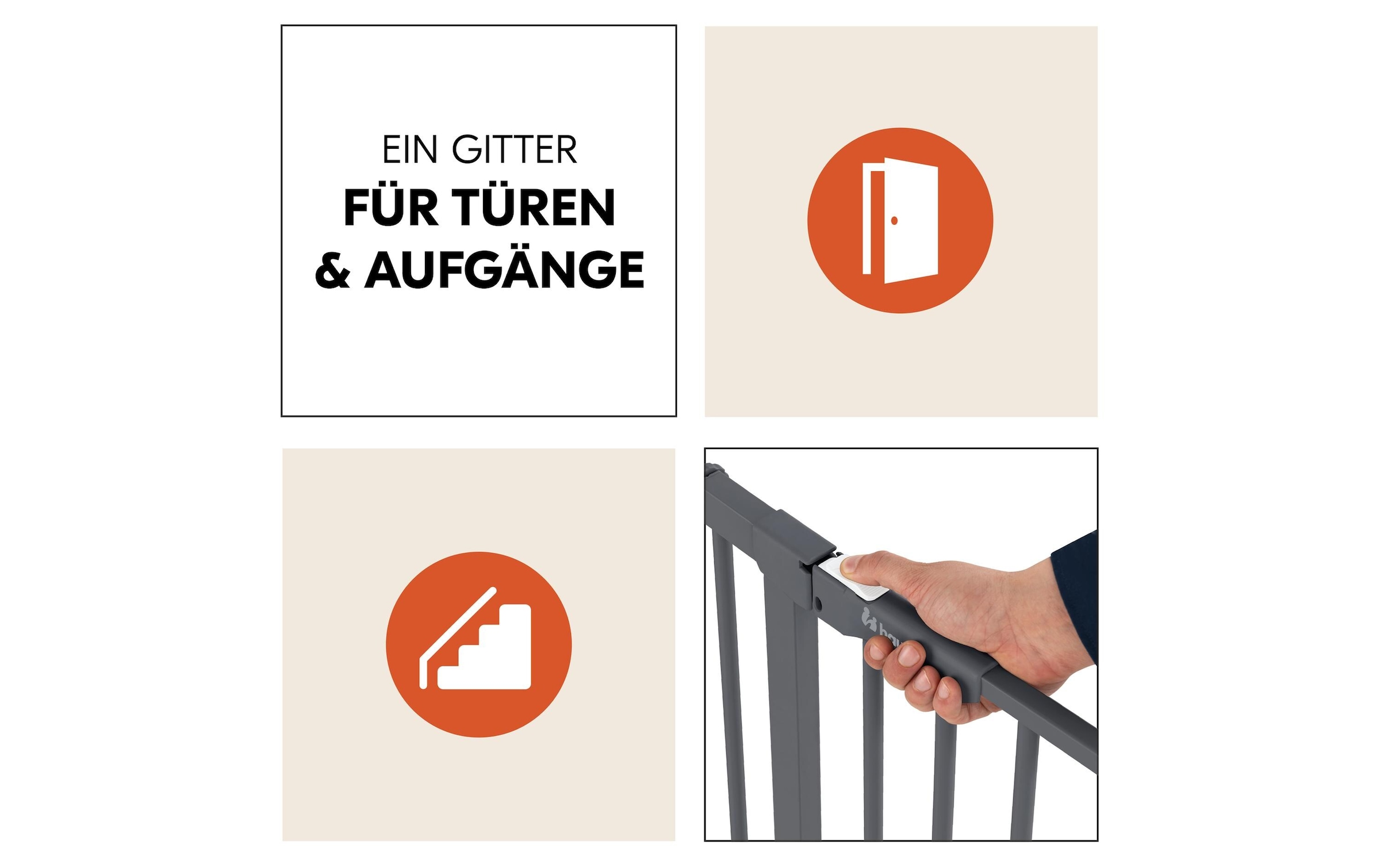 Hauck Türschutzgitter »Clear Step Autoclose 2 Grey 75 - 80 cm«