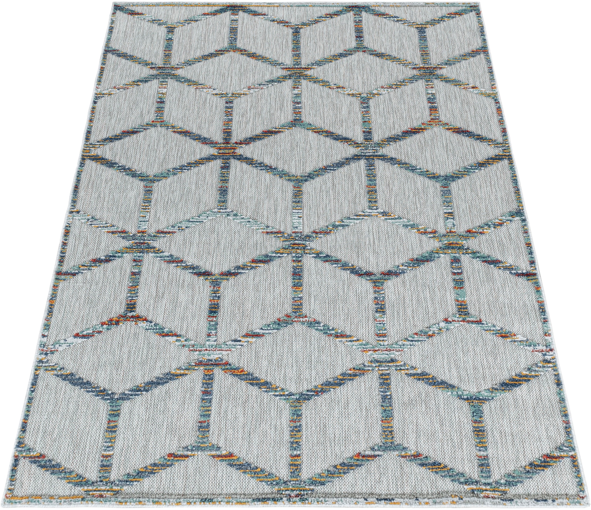 Ayyildiz Teppiche Teppich »BAHAMA 5151«, rechteckig, 8 mm Höhe, Läufer, Flachflor mit Hoch-Tief-Struktur, In-und Outdoor geeignet