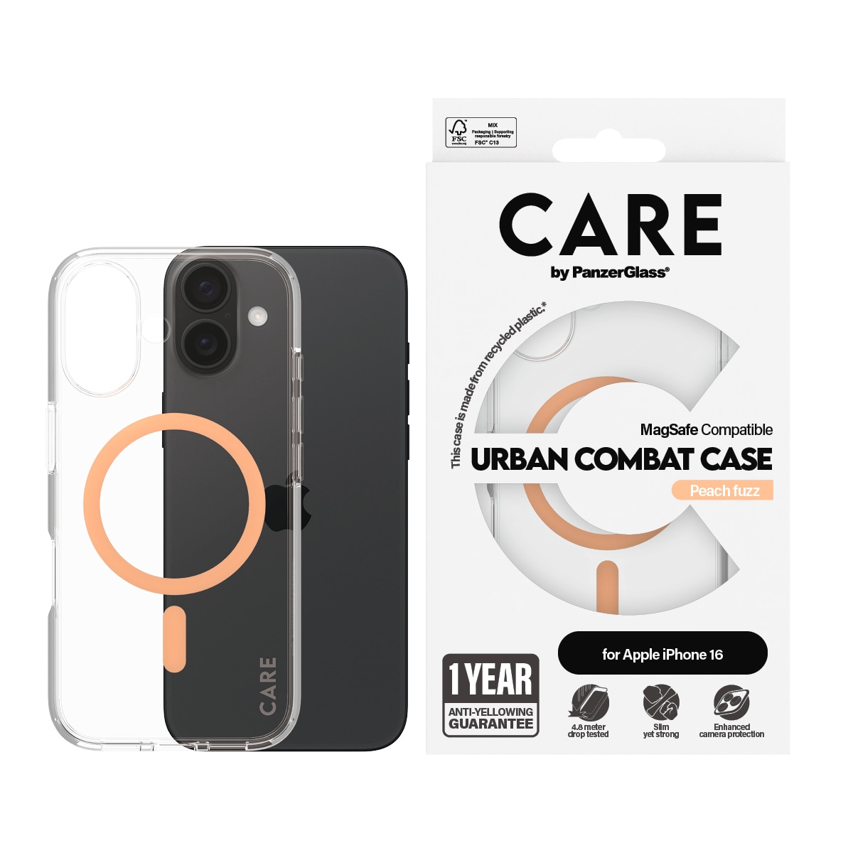 CARE by PanzerGlass Housse pour téléphone portable »Urban Combat Case für Apple iPhone 16« Backcover, Schutzhülle, Handyschutzhülle, Case, Schutzcase, stossfest