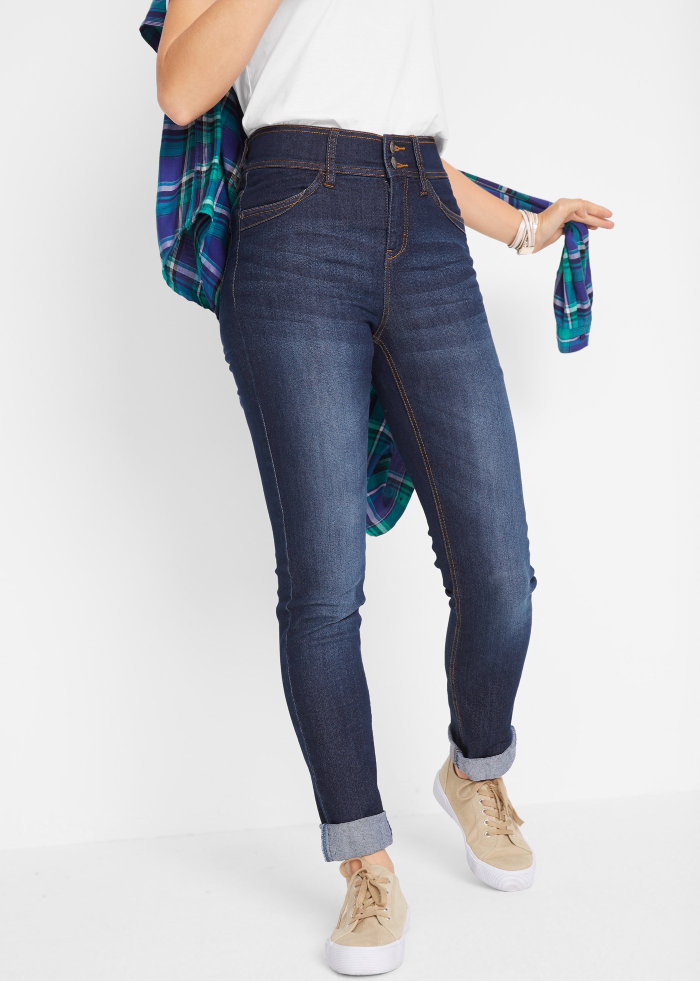 Image of bonprix Slim-fit-Jeans "Slim-Fit-Jeans High Waist, Komfort-Stretch" Skinny fit Passform, mit Eingrifftaschen und Gesässtaschen