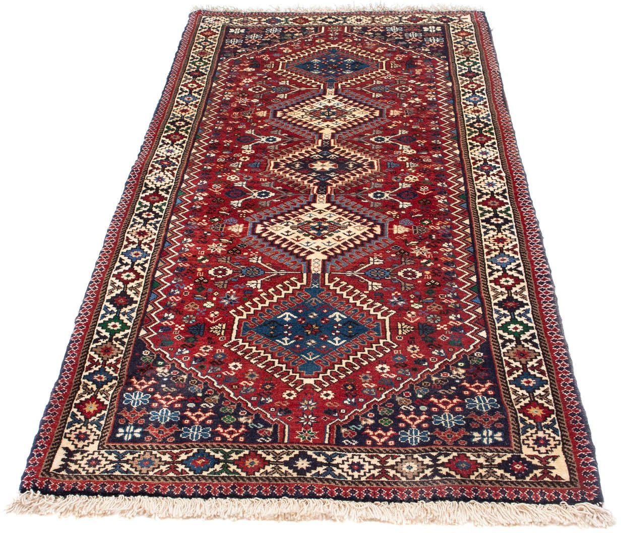 Image of morgenland Hochflor-Läufer »Yalameh Felder Blu scuro 190 x 80 cm«, rechteckig, 1 mm Höhe, Handgeknüpft bei Ackermann Versand Schweiz