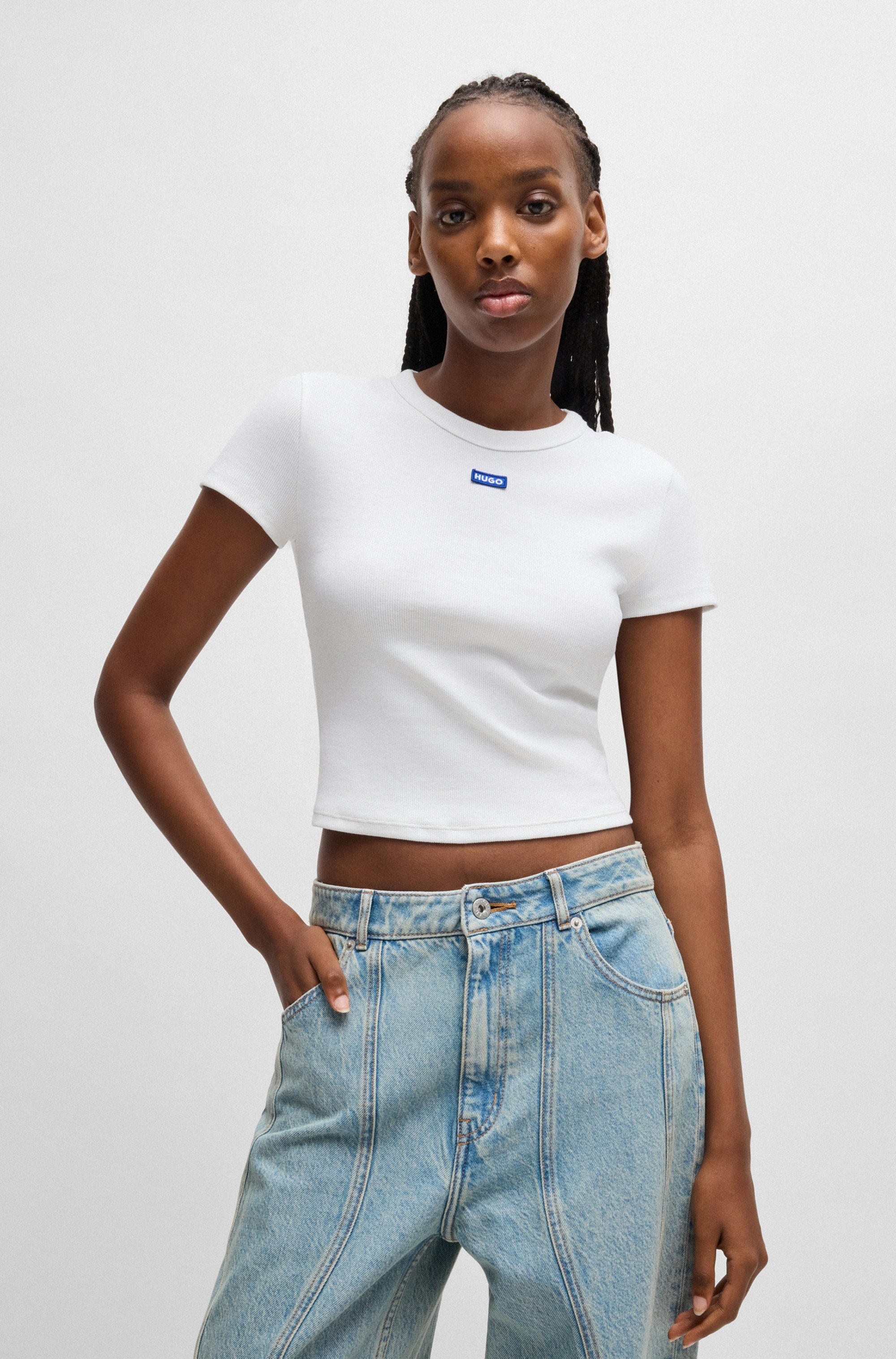 Image of HUGO T-Shirt "Baby Tee" in verkürzter Länge