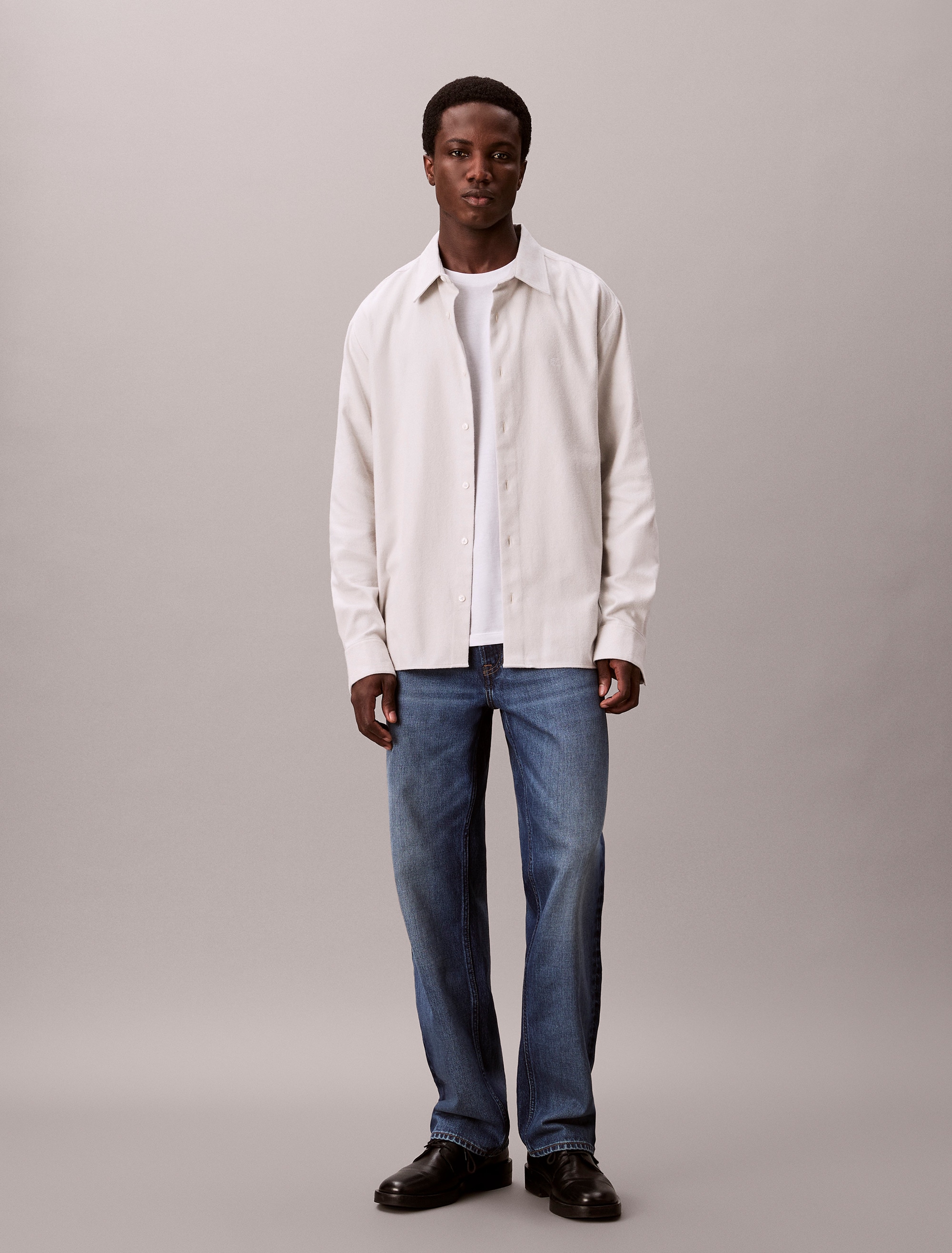 Calvin Klein Flanellhemd »LS MELANGE FLANNEL EASY SHIRT« Mit Rundhalsausschnitt, regular fit