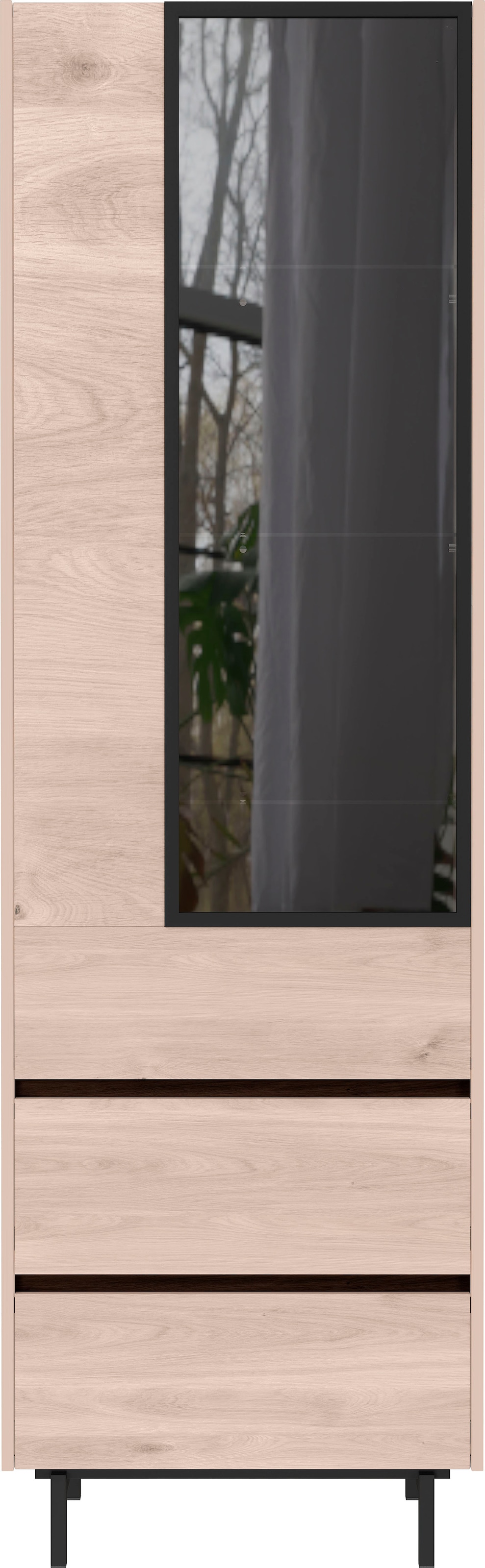 Vitrine »Cantoria«, Tür mit Glaseinsatz aus Rauchglas in Grau, inkl. zwei Fussvarianten