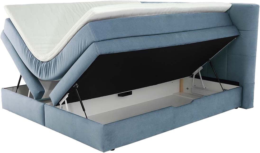 Jockenhöfer Gruppe Boxspringbett »AMY mit Bettkasten, inkl. Taschenfederkernmatratze Härtegrad H3-H4« mit 6 cm Kaltschaum-Topper, Samt-Bezug, 180x200 und 200x200 cm