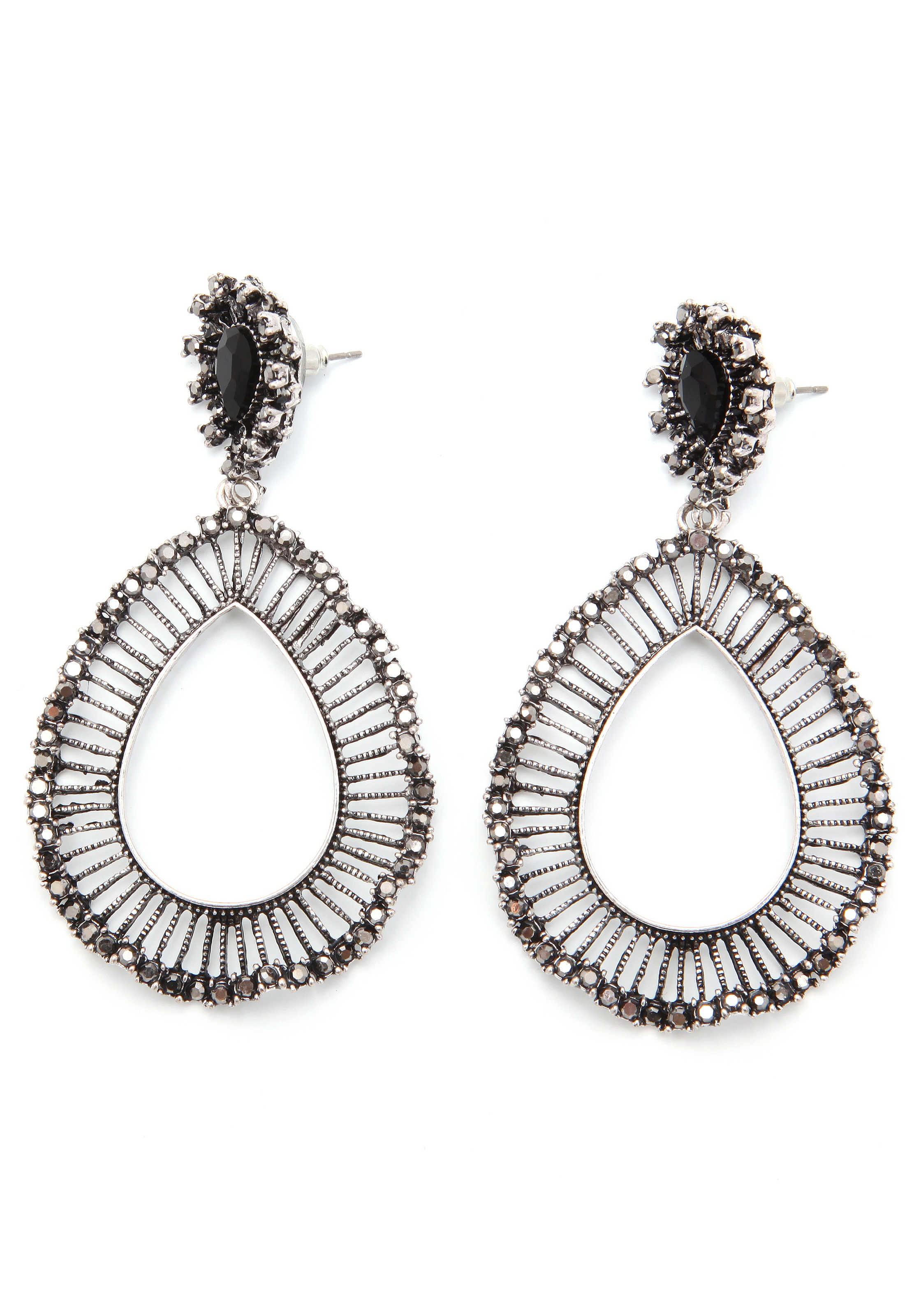 Paar Ohrstecker »in Tropfen-Form, schwarz und silberfarben«