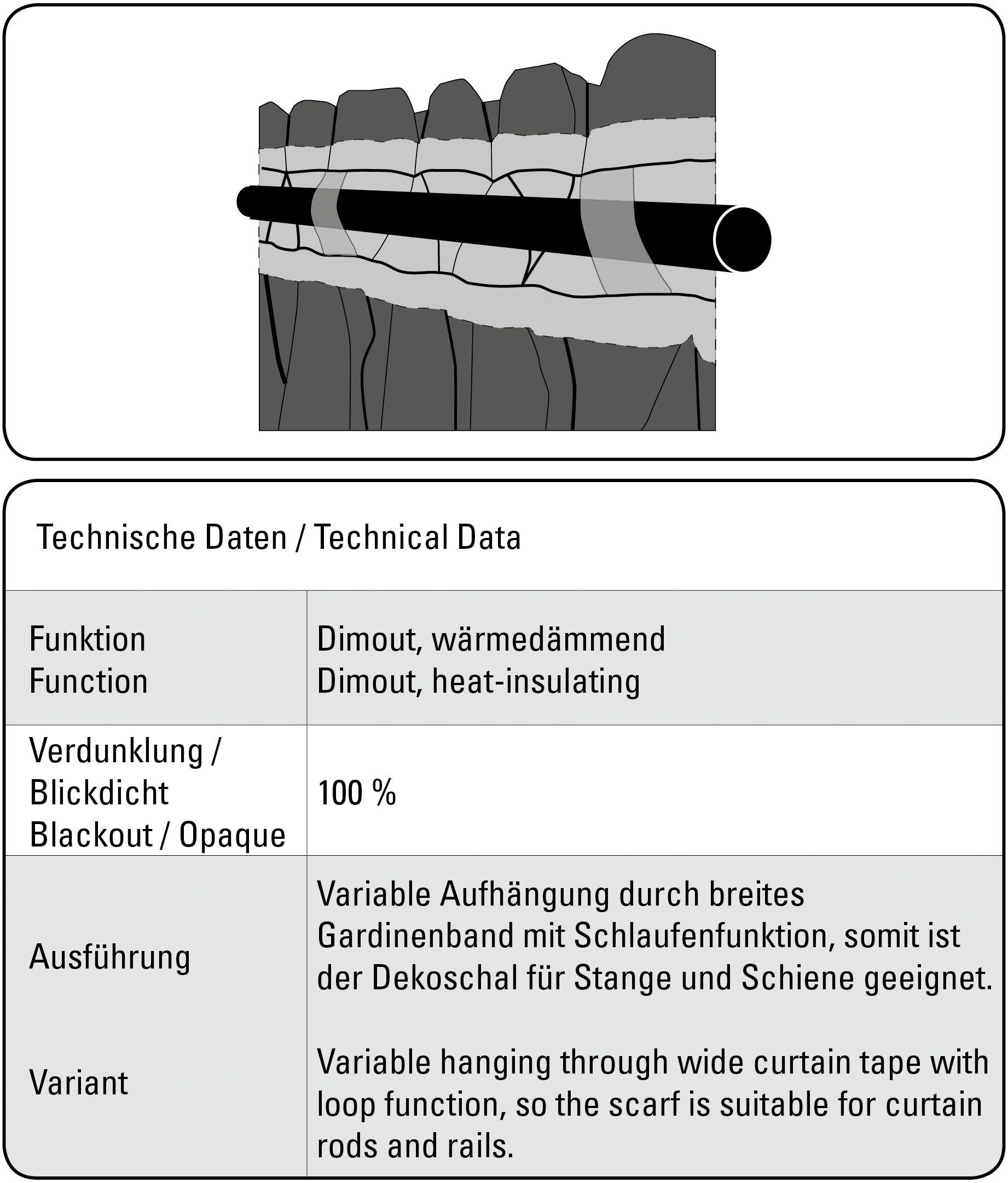 Gardine »Schal Jacquard Ornamente«, (1 St.), mit Gardinenband und verdeckten Schlaufen
