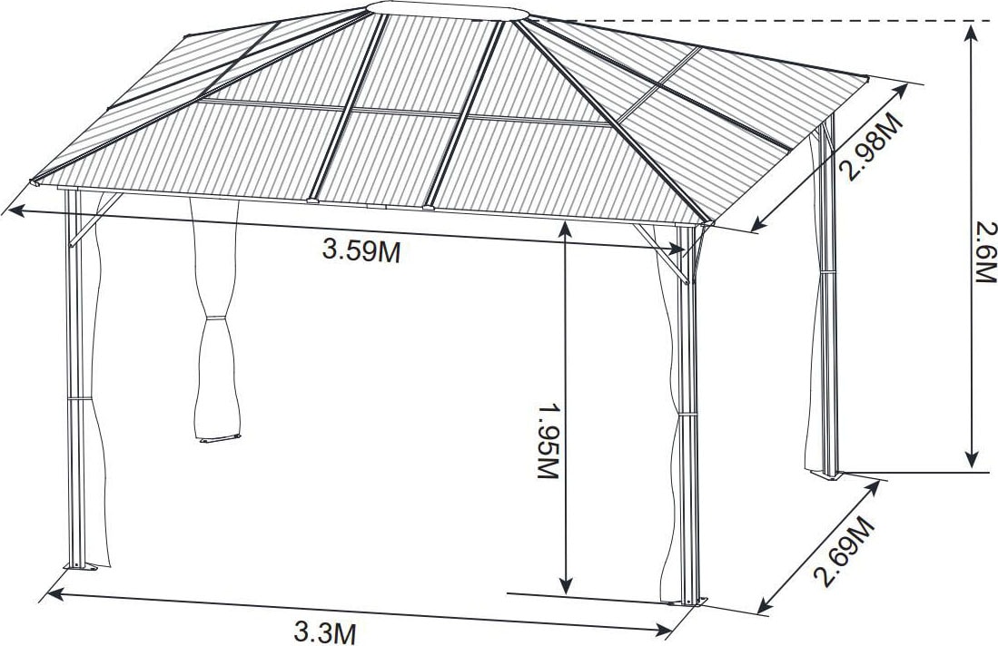 KONIFERA Pavillon »Aruba 2.0«, in Sockelmass: 300x300 cm oder 365x300 cm