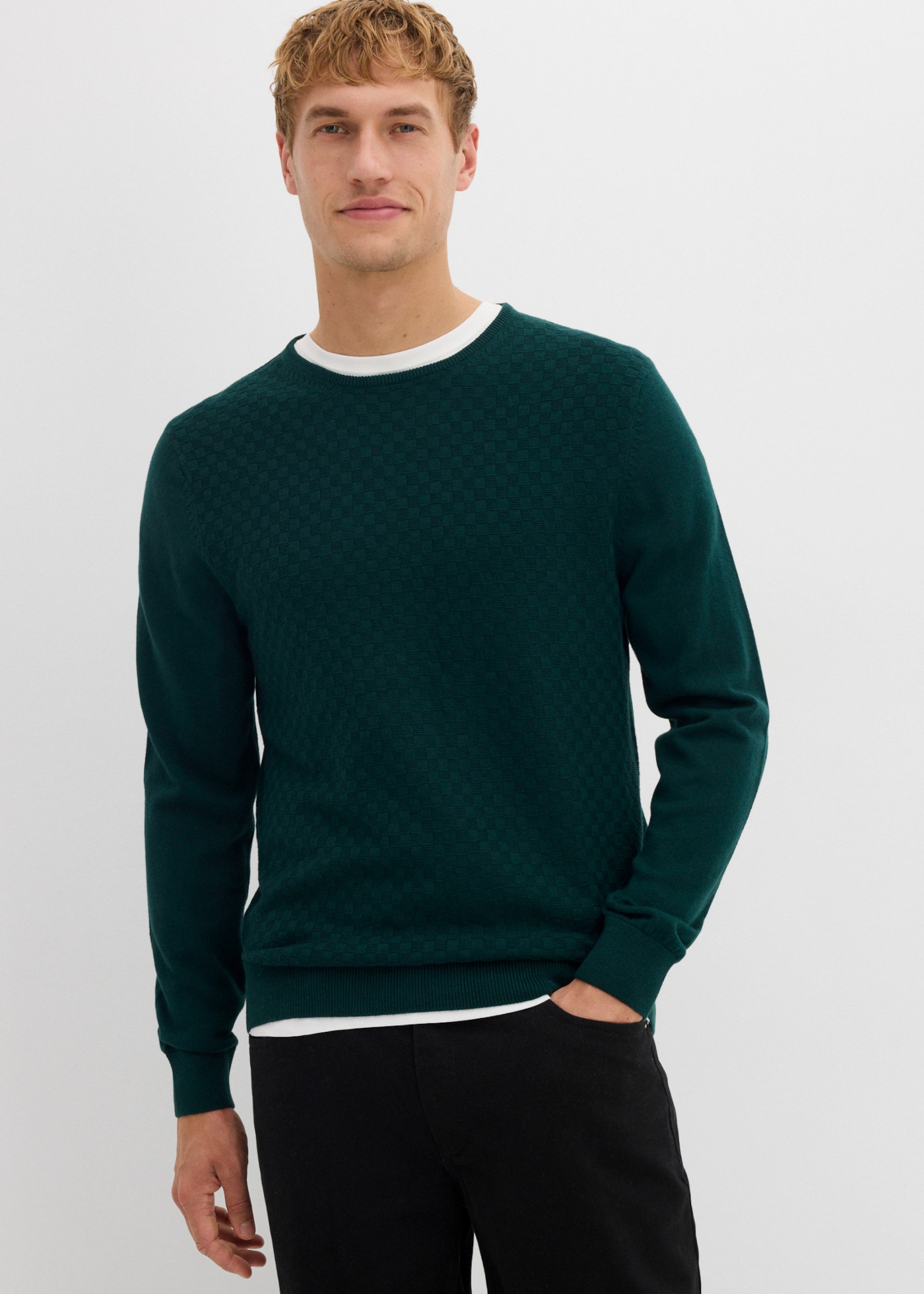 Image of bonprix Strickpullover Regular Fit, aus Baumwolle und Wolle, eleganter Stil