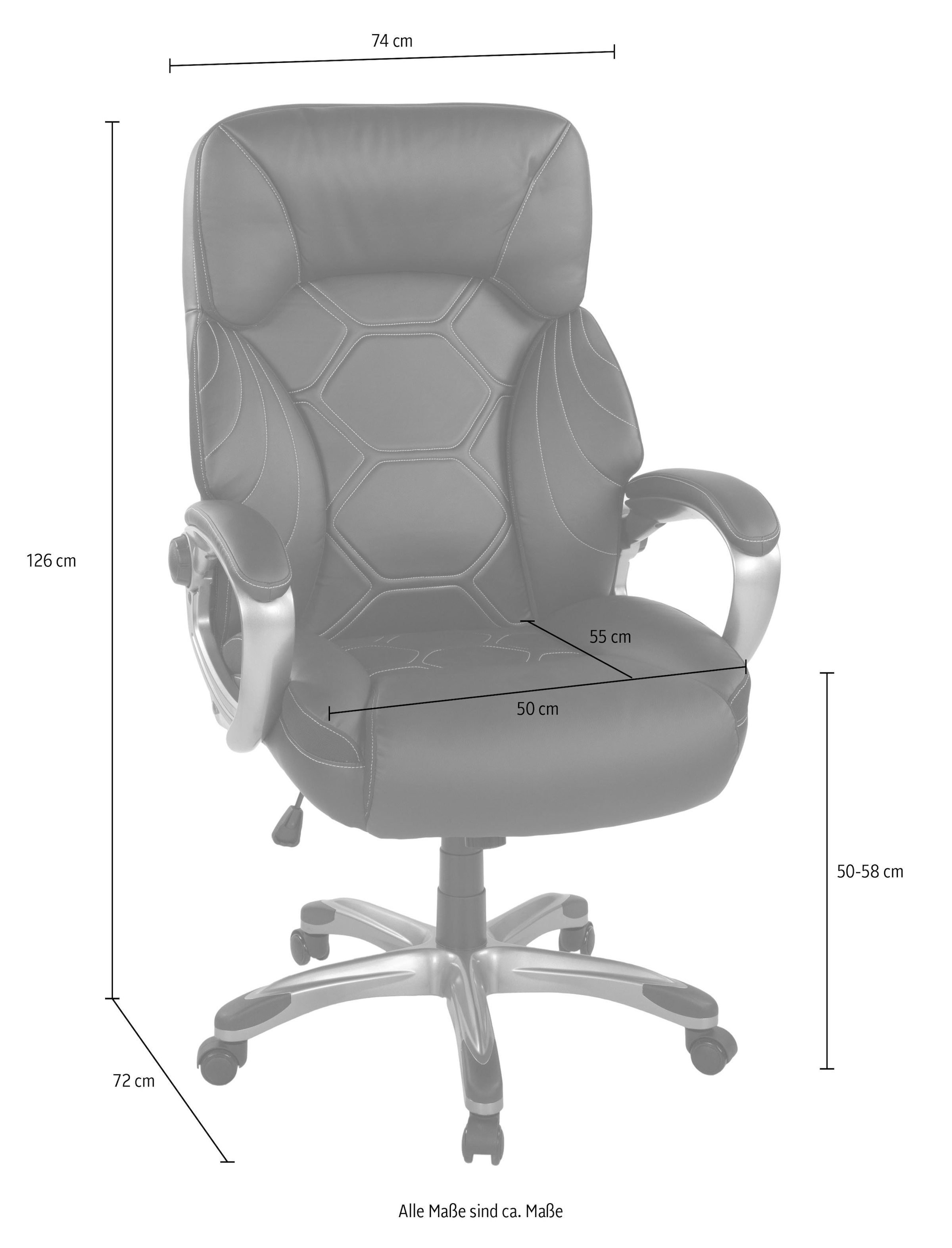 Duo Collection Chefsessel »Chefsessel Jesse XXL« () 1 Stk.Sitzhöhenverstellung, Wippmechanik, bis 150 kg belastbar