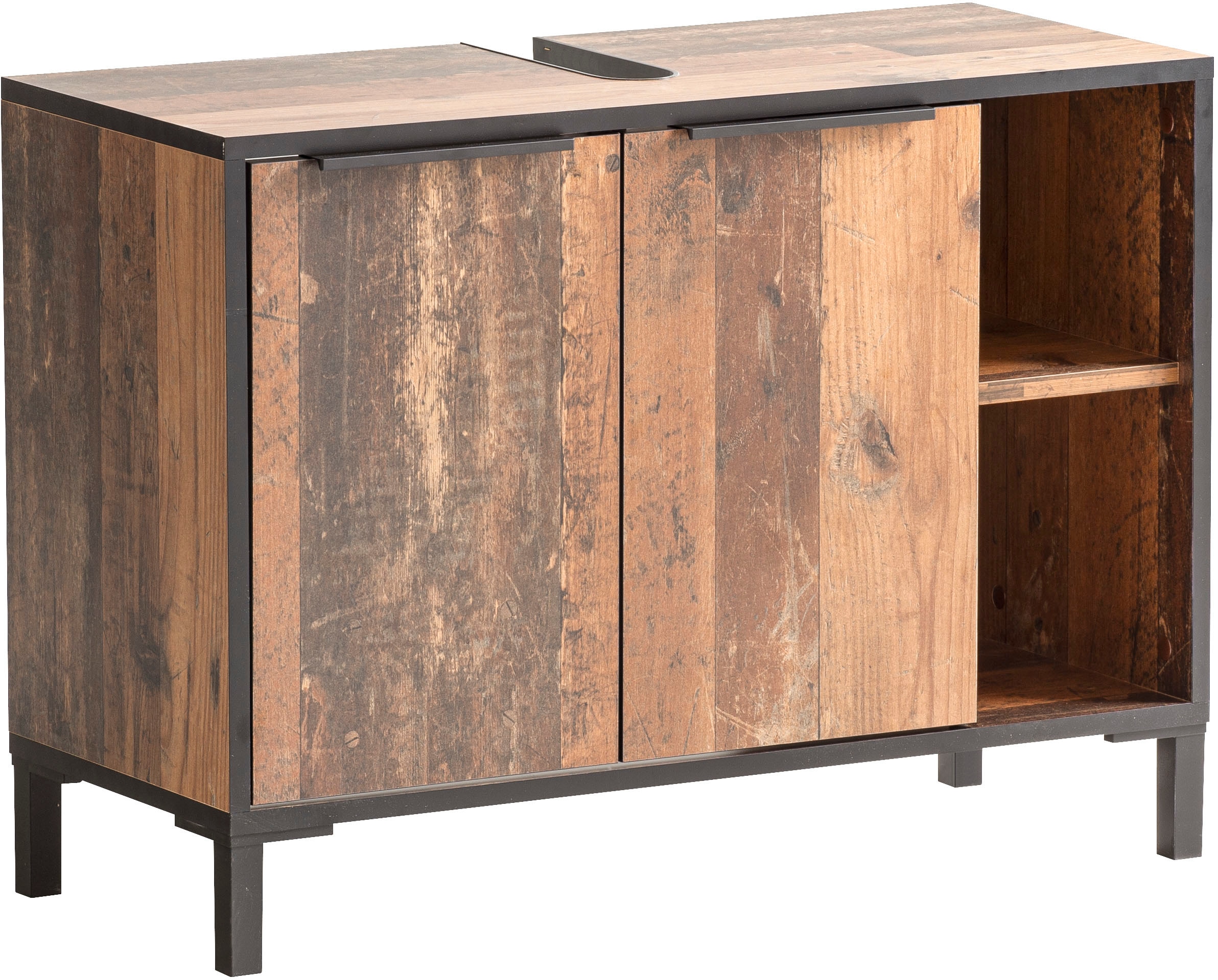 Image of Schildmeyer Waschbeckenunterschrank "Jaap, 79 cm" Im Old Style Dark Dekor, mit Softclose-Scharnieren