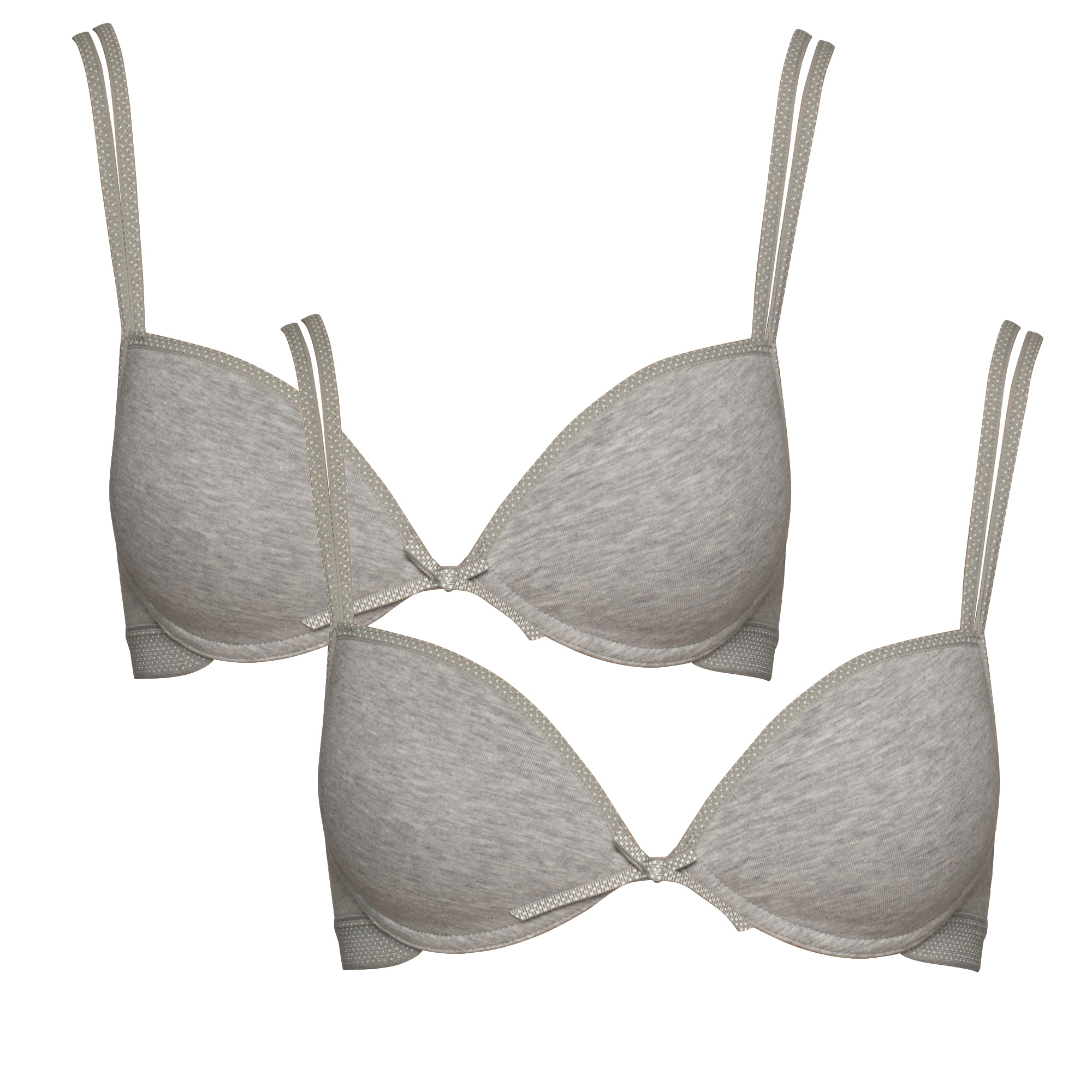 Boobs & Bloomers T-Shirt-BH "Anny" 2er Pack, mit Schale, mit Schleife, mit Bügel, verstellbare Träger, Baumwollmix