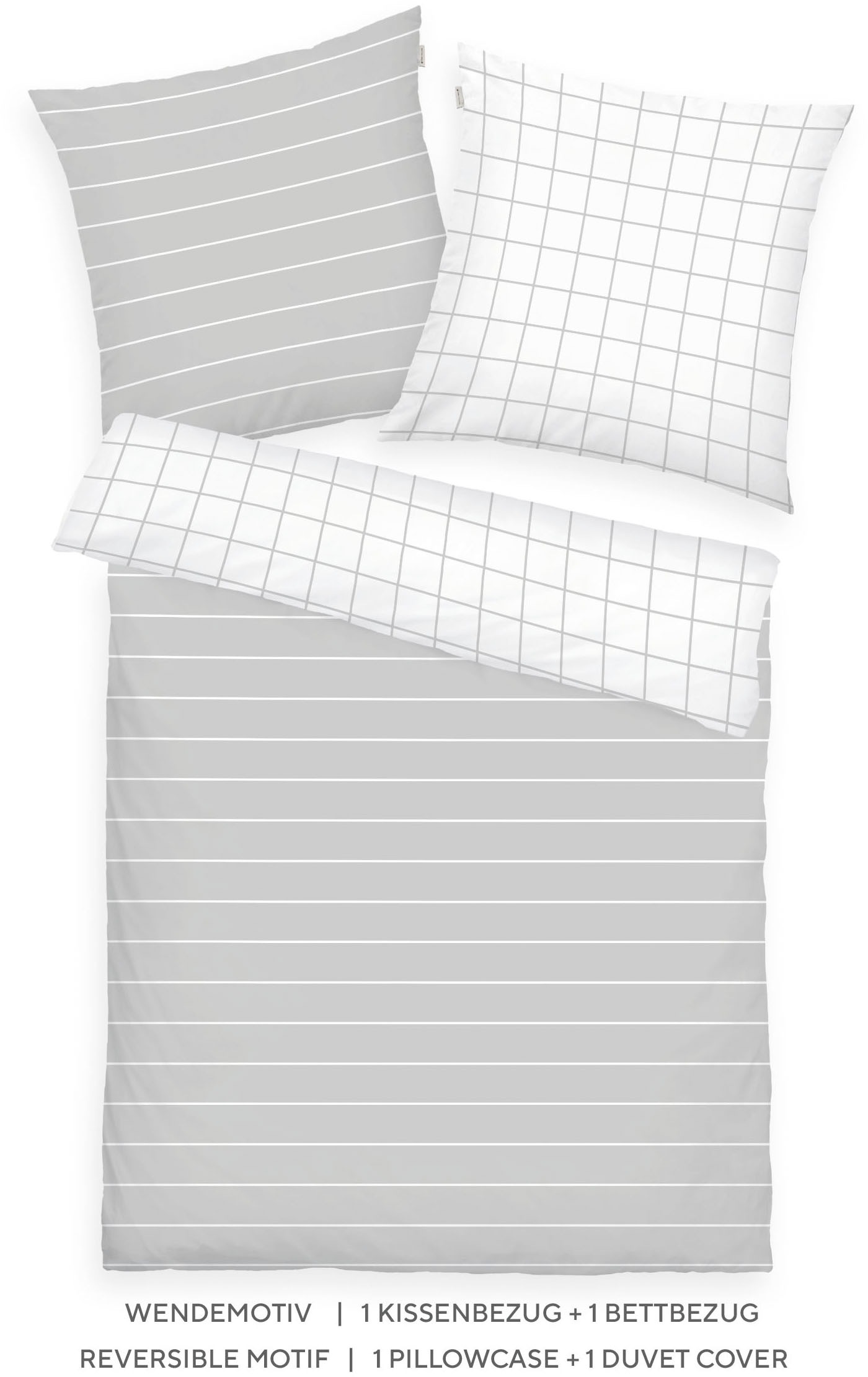 Image of TOM TAILOR HOME Bettwäsche "CHECK AND STRIPES in Gr. 135x200cm oder 155x220cm" 2 Stk. new bedroom, gewebtes Label
