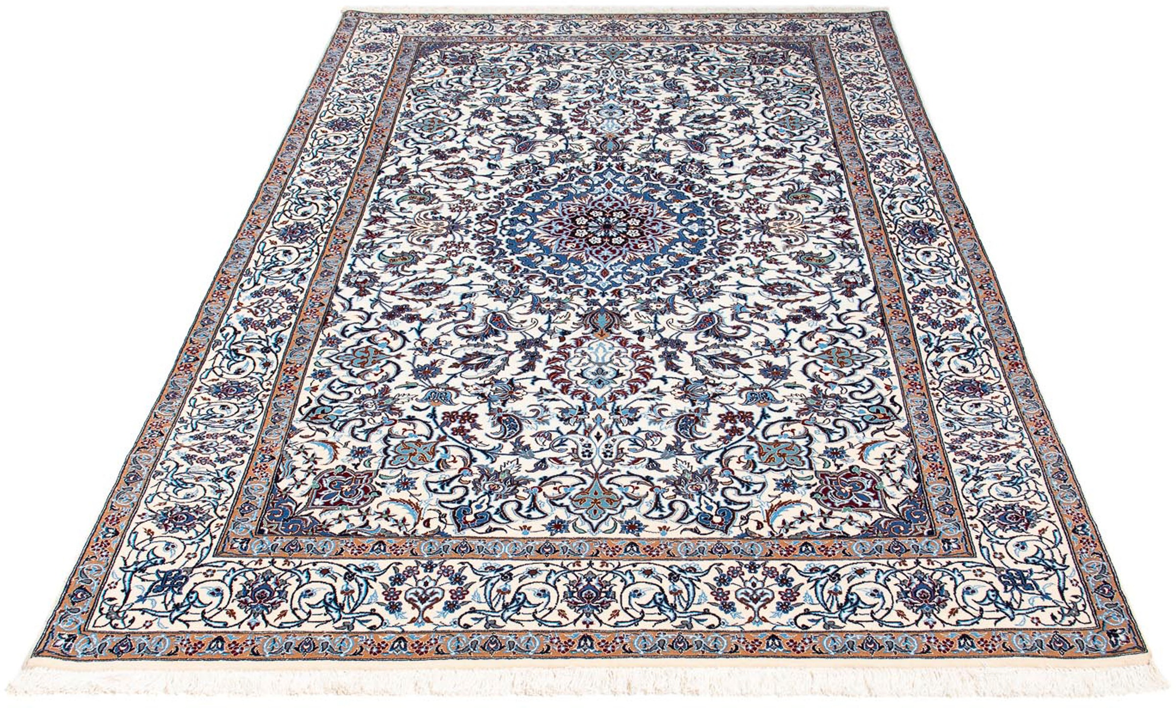 Image of morgenland Orientteppich »Perser - Nain - Premium - 215 x 128 cm - beige«, rechteckig, 6 mm Höhe, Wohnzimmer, Handgeknüpft, Einzelstück mit Zertifikat bei Ackermann Versand Schweiz