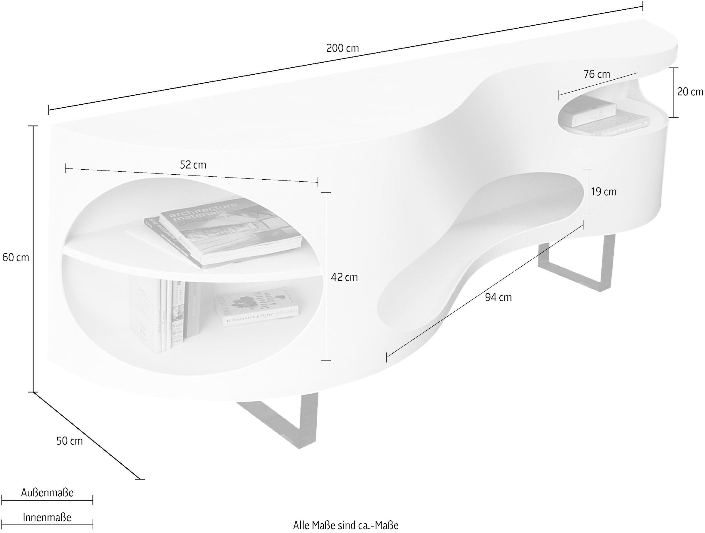 SalesFever Sideboard, Design Kommode in extravaganter Form, Wohnzimmerschrank