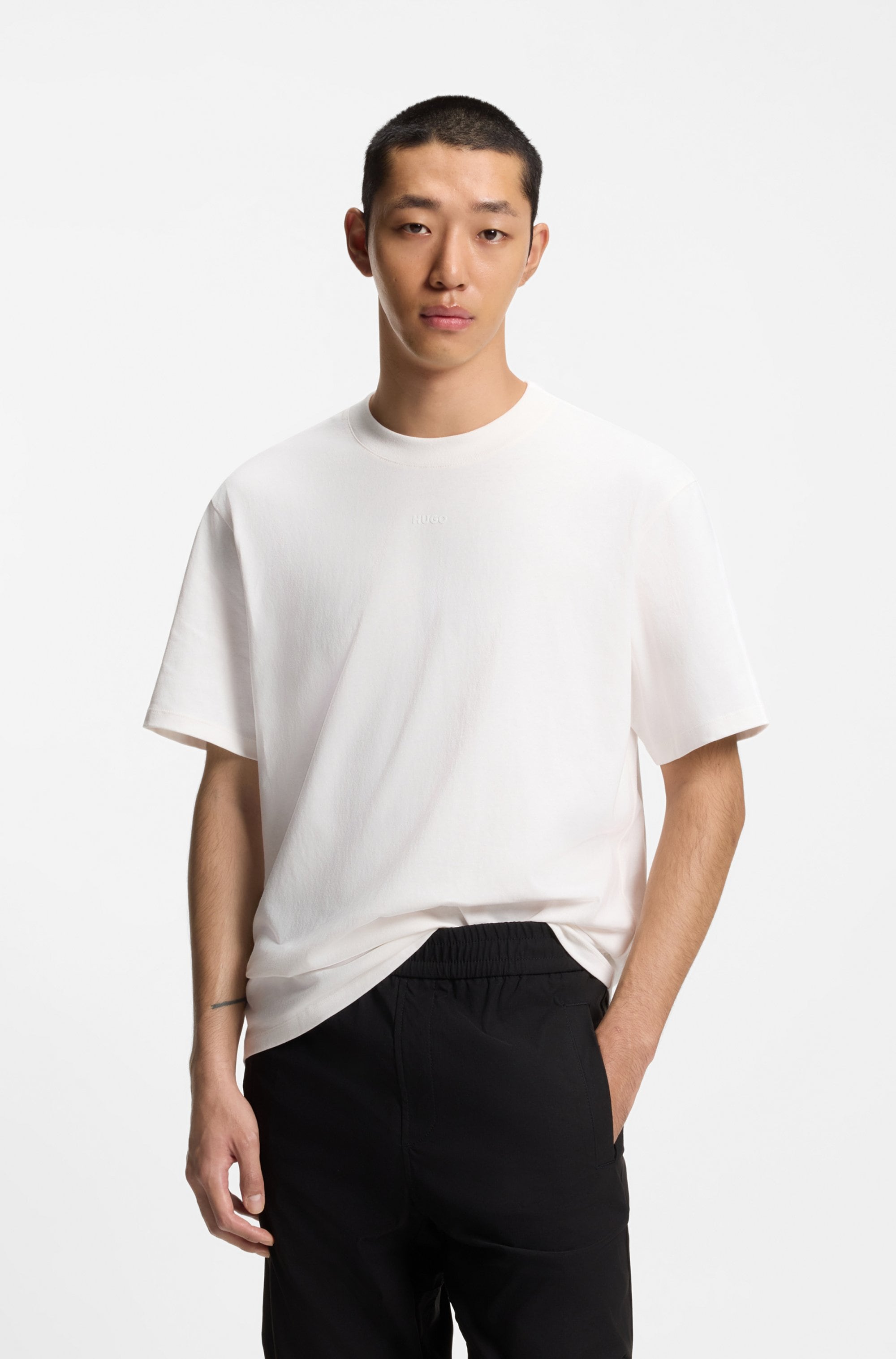 Image of HUGO T-Shirt Rundhalsausschnitt, Relaxed Fit, Logo-Print