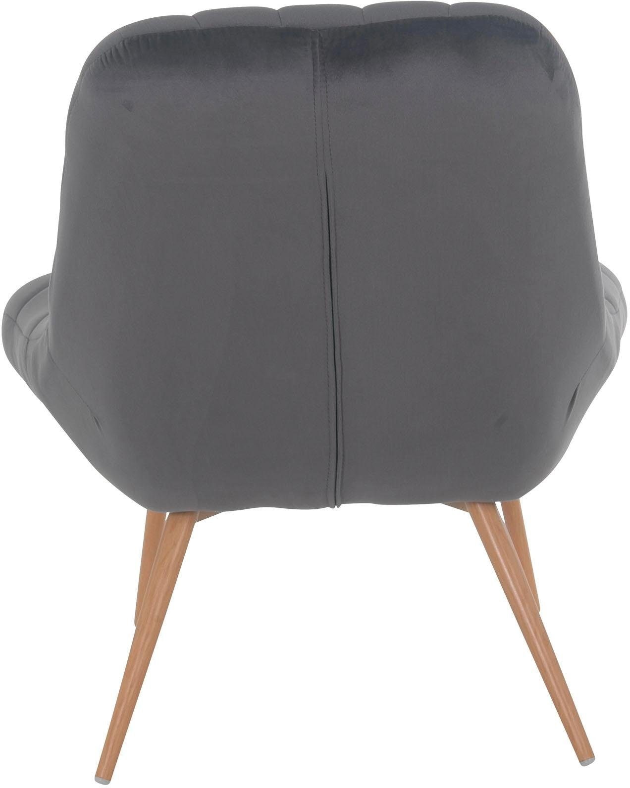 SalesFever Fauteuil de relaxation »Toulon - Komfortabler Loungesessel« mit XXL-Steppung, mit schwarzen oder naturfarbenen Beinen