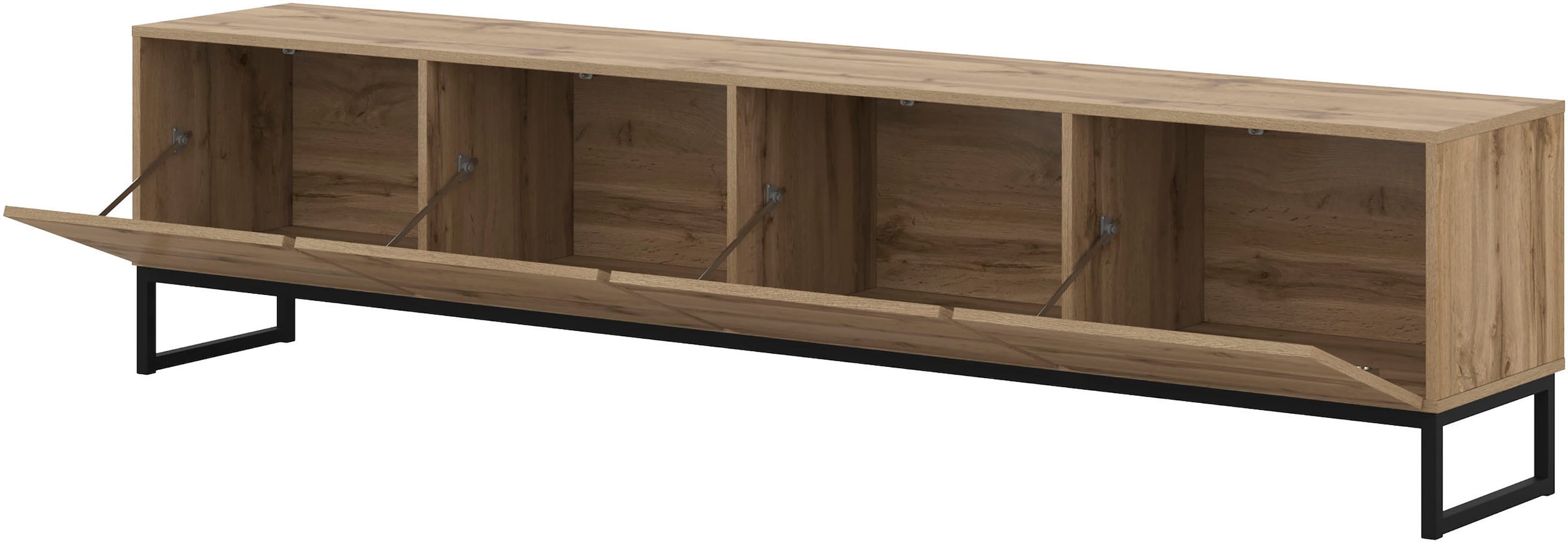 GOODproduct Lowboard »Loft, Breite 208,5 cm, TV-Board mit 4 Klappen, Metallkufen« TV-Kommode mit viel Stauraum, push-to-open-Funktion