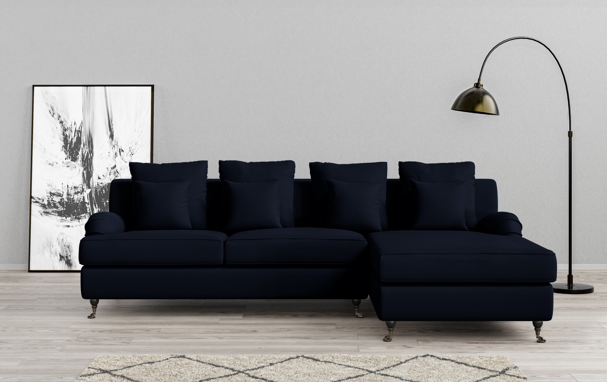 Guido Maria Kretschmer Home&Living Ecksofa »NORIN L-Form«, zwei Fussarten: vorne - Rollen, hinten - Holzfüsse