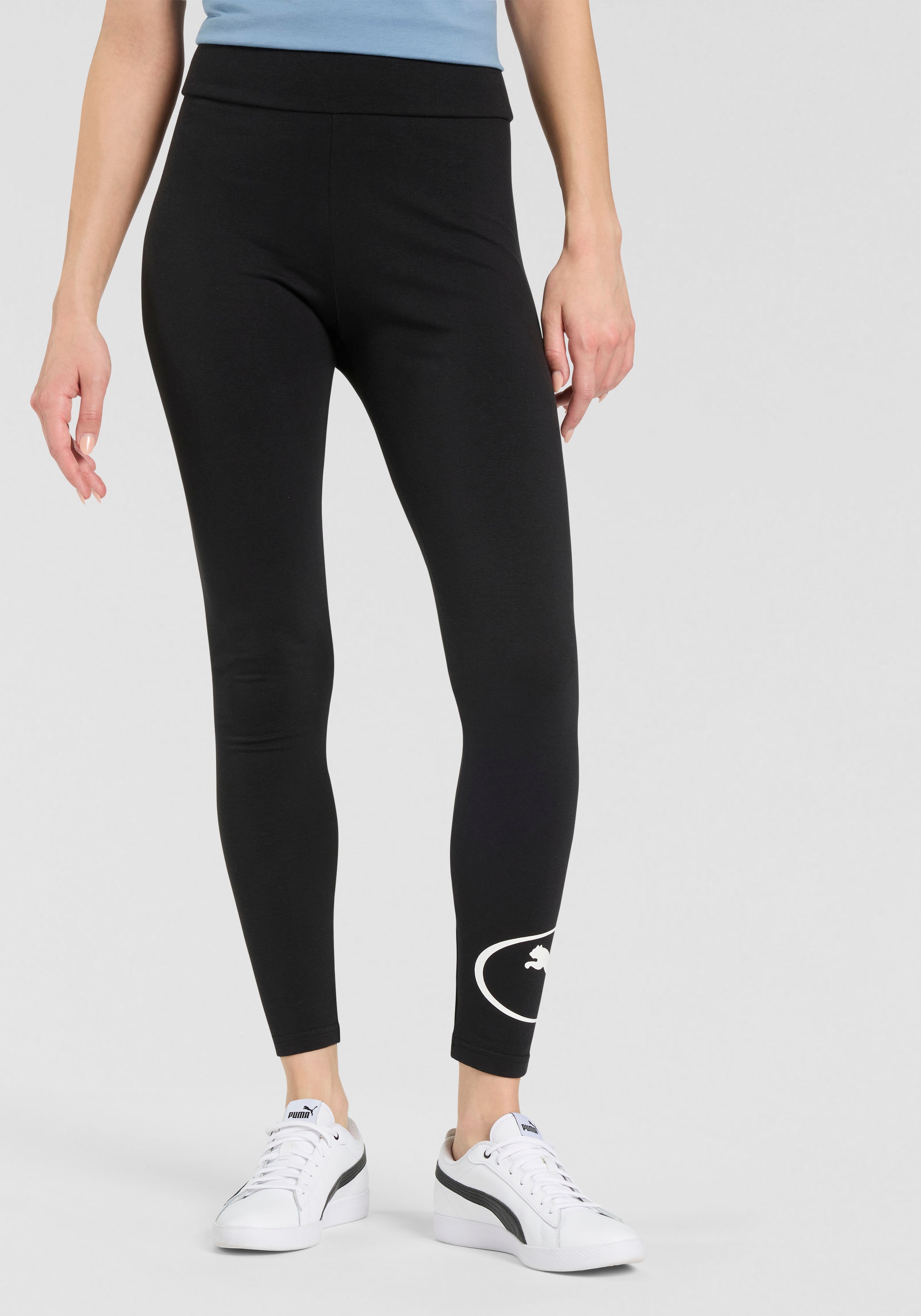 Image of PUMA Leggings "SPORT HIGH-WAIST LEGGINGS" aus Baumwolle und Elasthan, pflegeleicht, schmale Passform