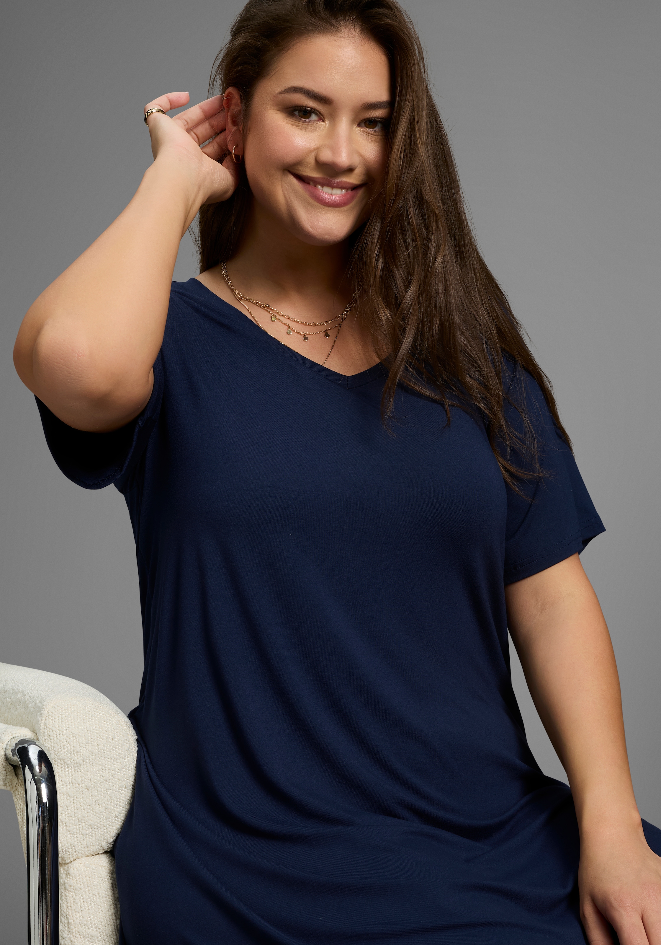 Laura Scott CURVE Jerseykleid, in leicht ausgestellter, fliessender Wickelform - GROSSE GRÖSSE