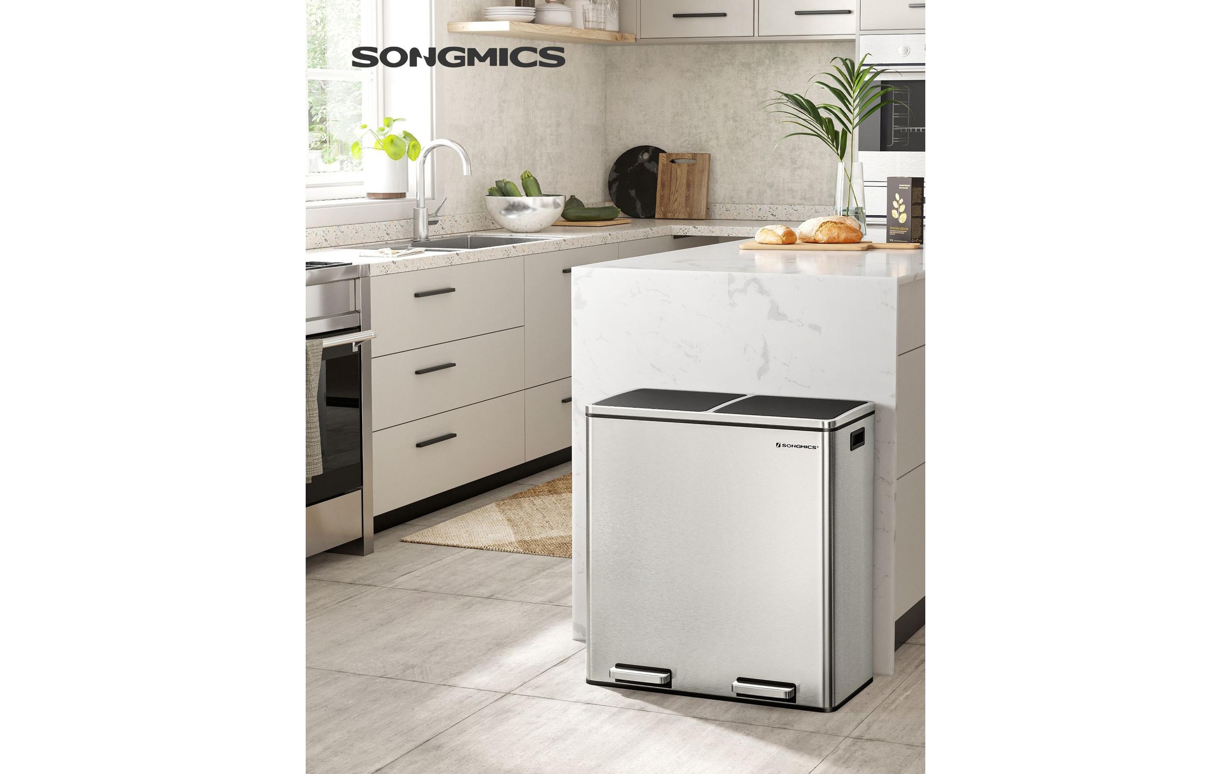 SONGMICS Mülleimer »2 x 30 l«, 2 Behälter