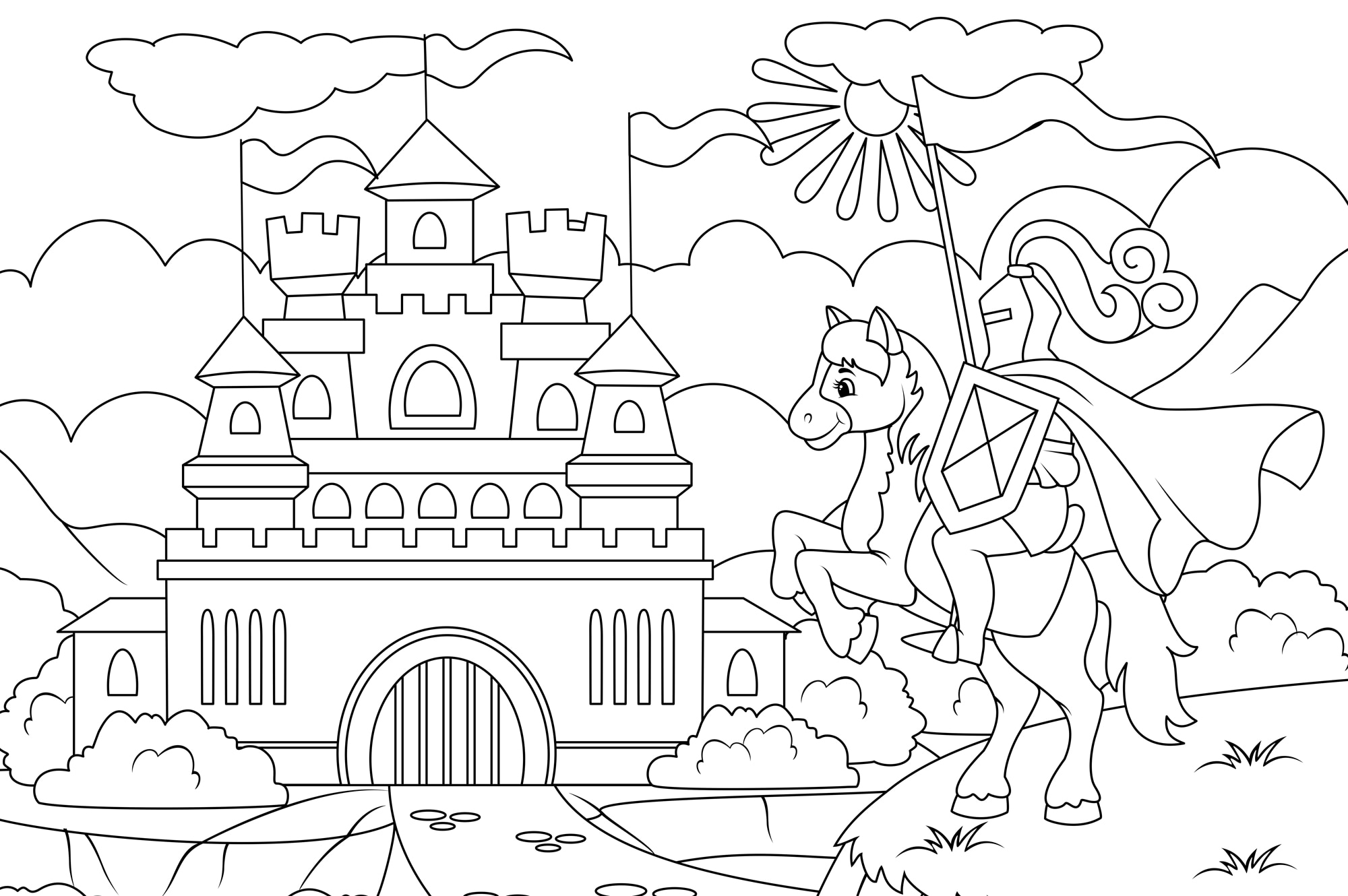 queence Wandsticker »Ritterburg« DIY-Wandsticker zum Bemalen