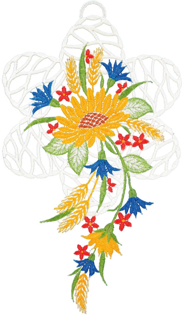 Image of W. Reuter & Sohn - Plauener Spitze® Fensterbild »Fensterbild "Sonnenblume" farbig« bei Ackermann Versand Schweiz