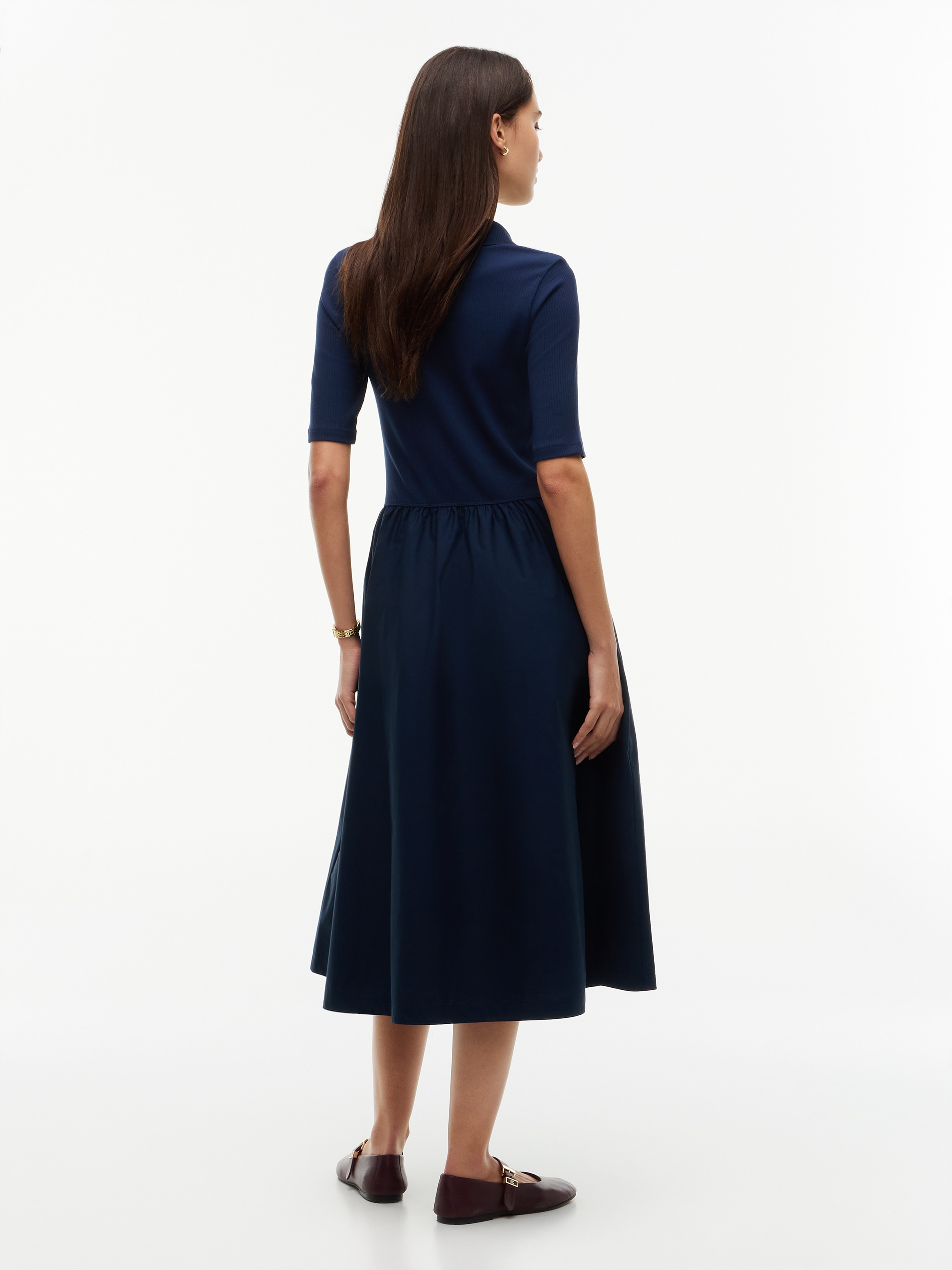 Tommy Hilfiger Midikleid »5X2 RIB F&F MIDI S/S POLO DRESS« Baumwolle, figurbetont, in gerippter Struktur