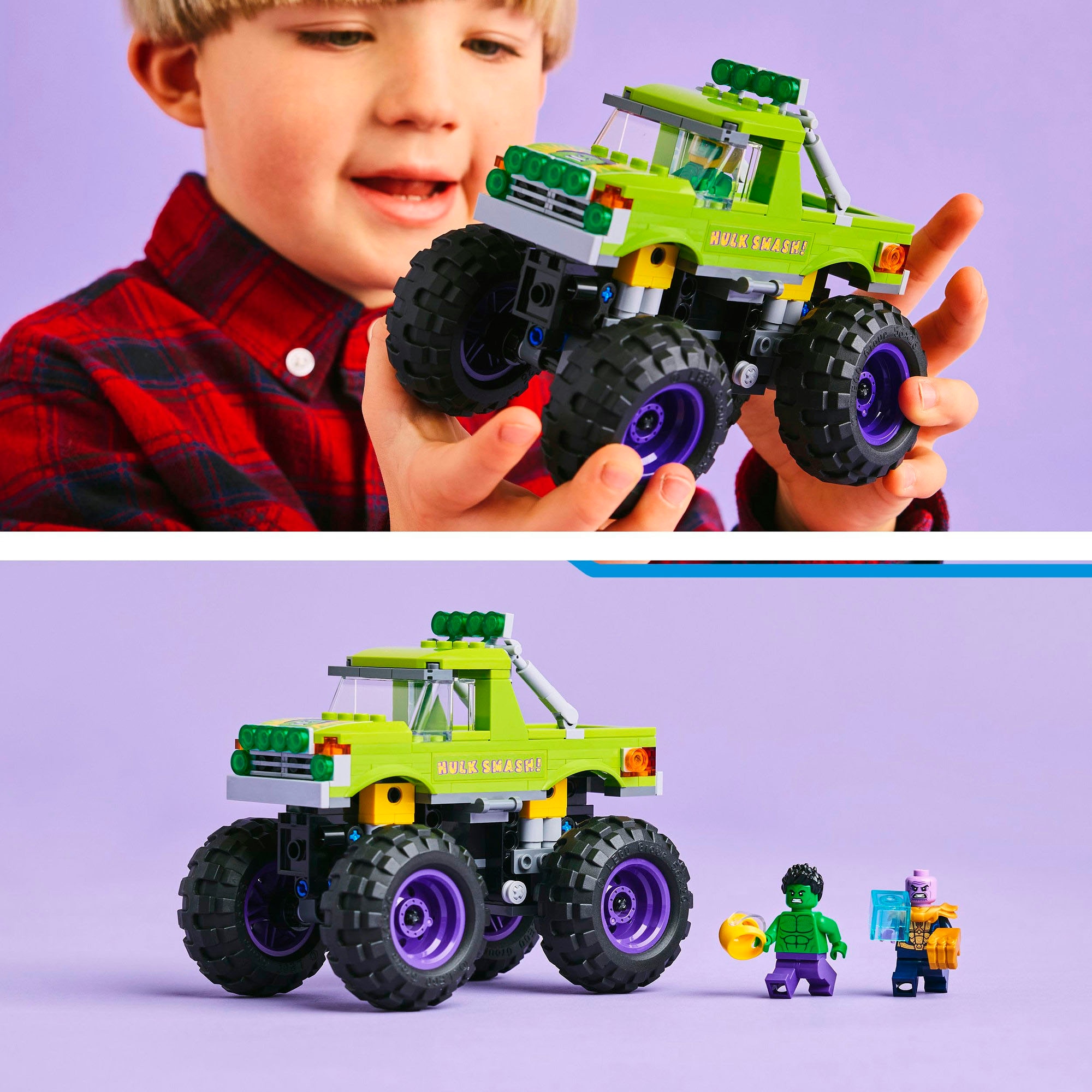 LEGO® Konstruktionsspielsteine »Hulk-Truck vs. Thanos (76312), LEGO Super Heroes« Made in Europe