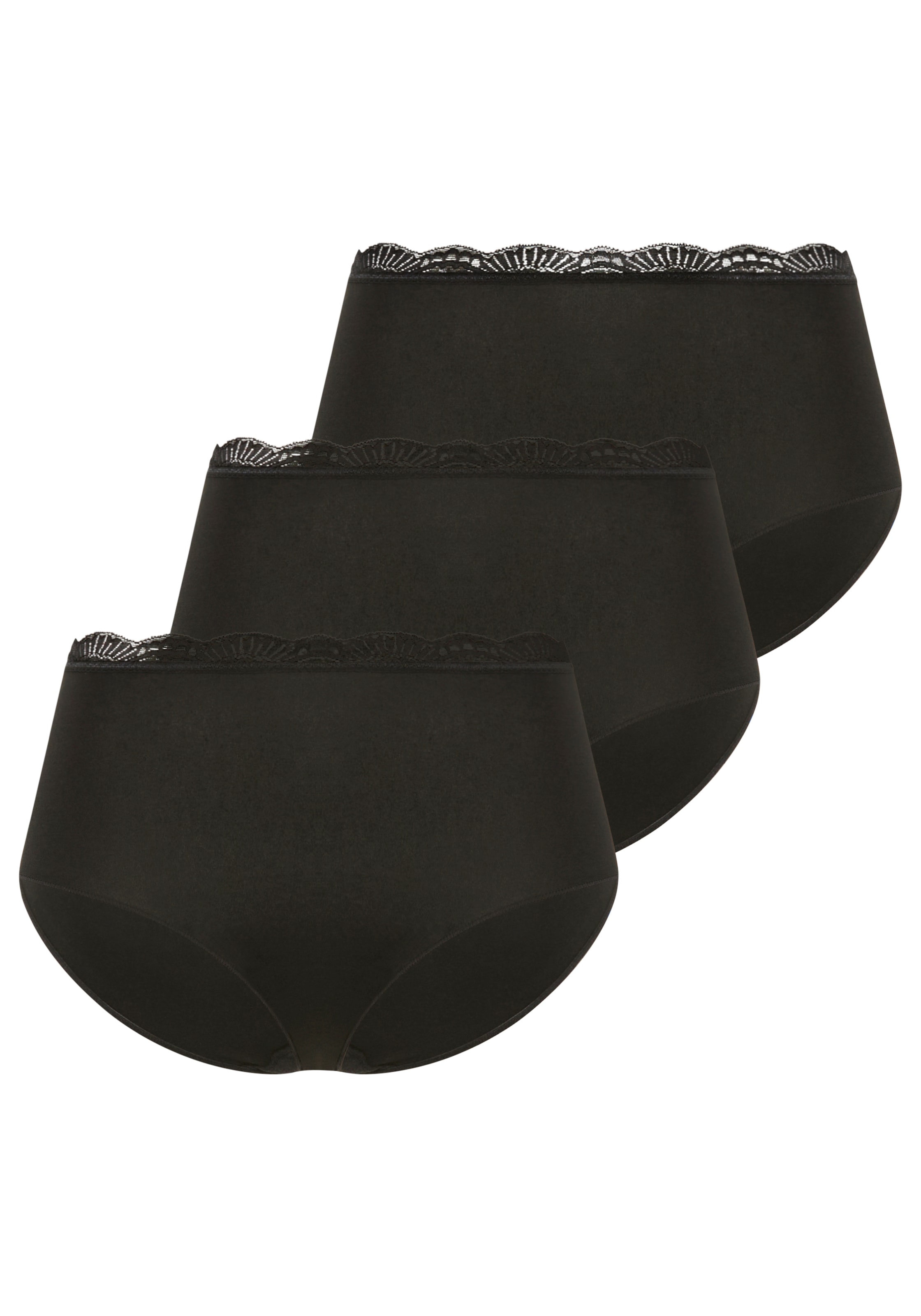 Image of YSABEL MORA Taillenslip "BASIC COLLECTION COTTON WITH LACE" 3er Pack, hochgeschnitten und mit zarter Spitze verfeinert