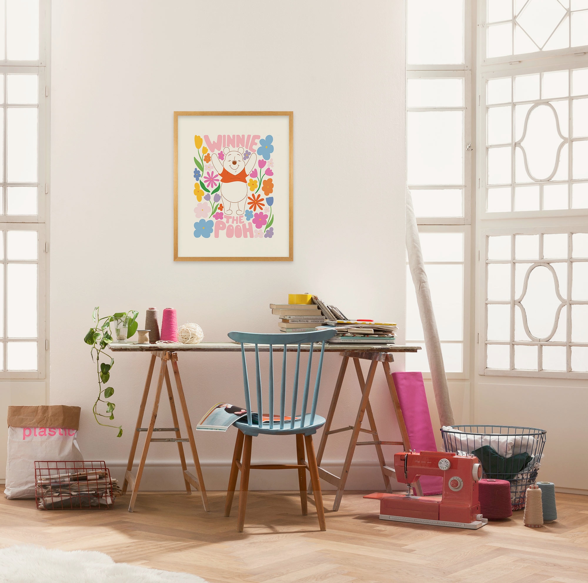 Image of Komar Wandbild "Disney Winnie the Pooh Happy Botanical" Disney Set, 1 Stk. tlg. 40 x 50 cm (Breite x Höhe) - Kinderzimmer, Dekoration
