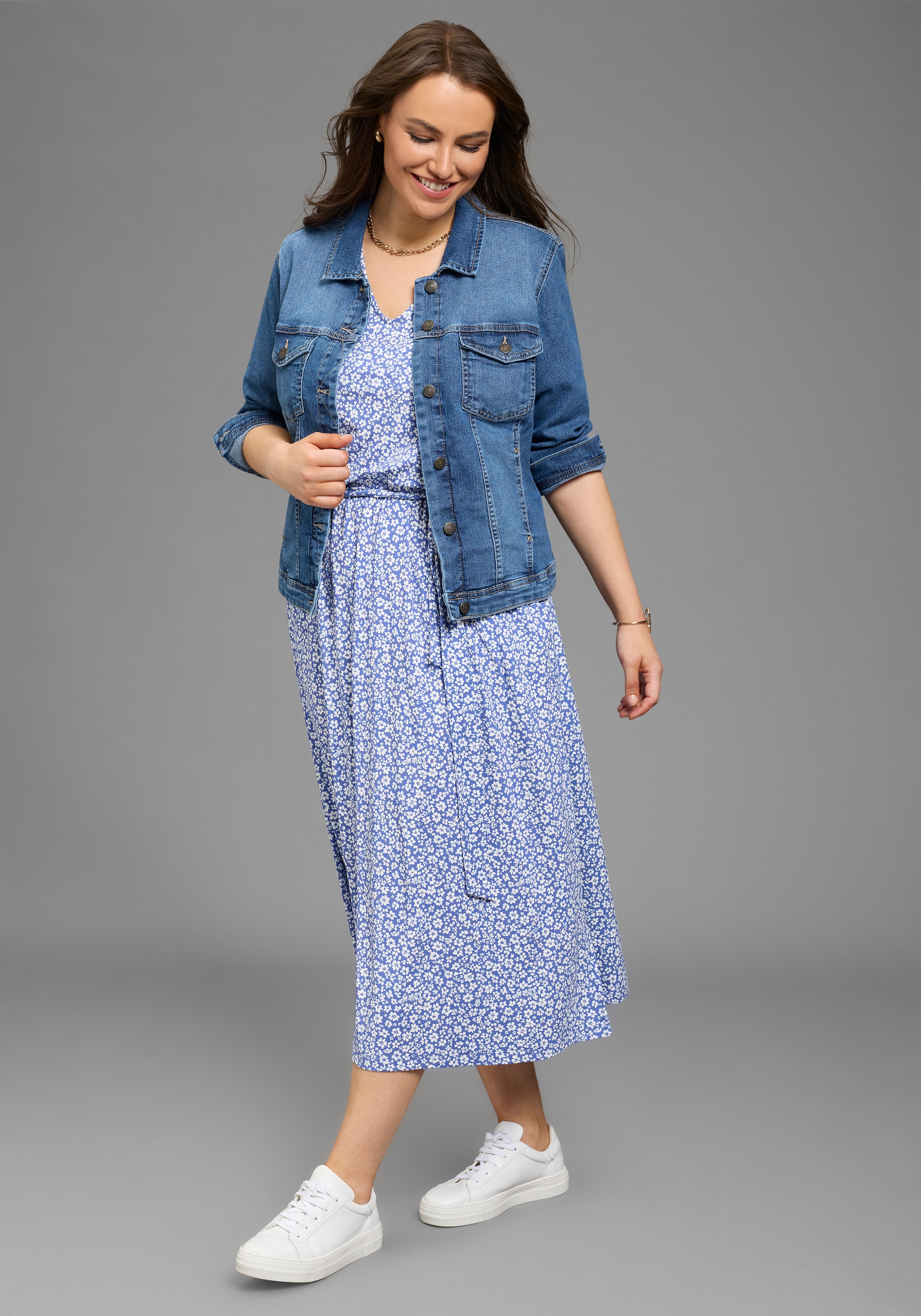 Laura Scott CURVE Robe midi in geblümter Optik