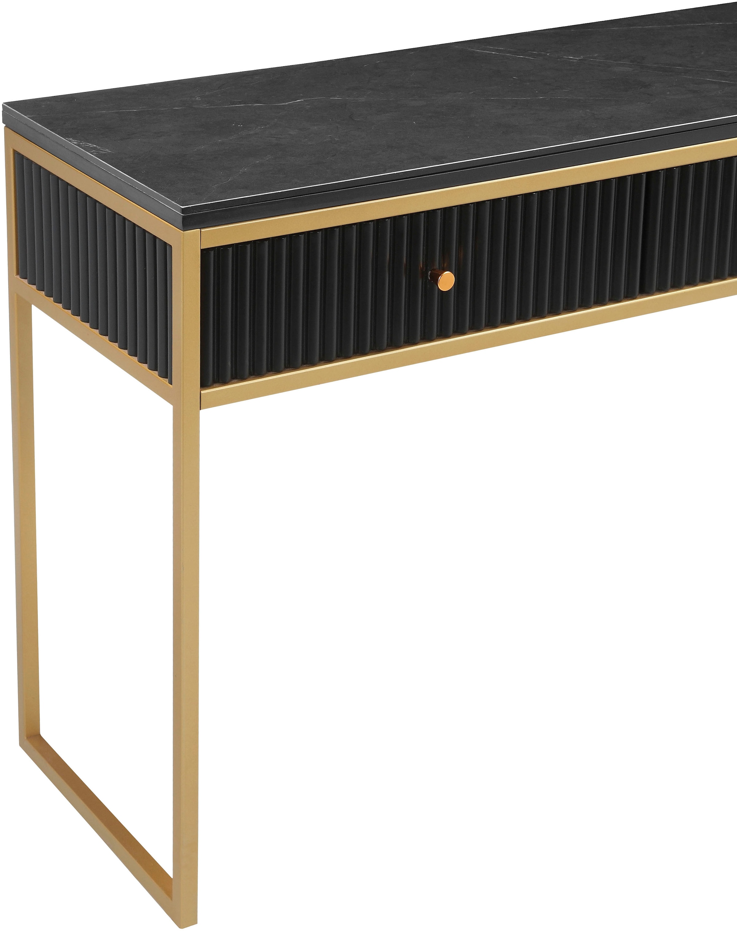 Leonique Table console »Fleuriss« Keramikplatte, goldene Beine, FSC-zertifiziertes Holz, Breite 110 cm
