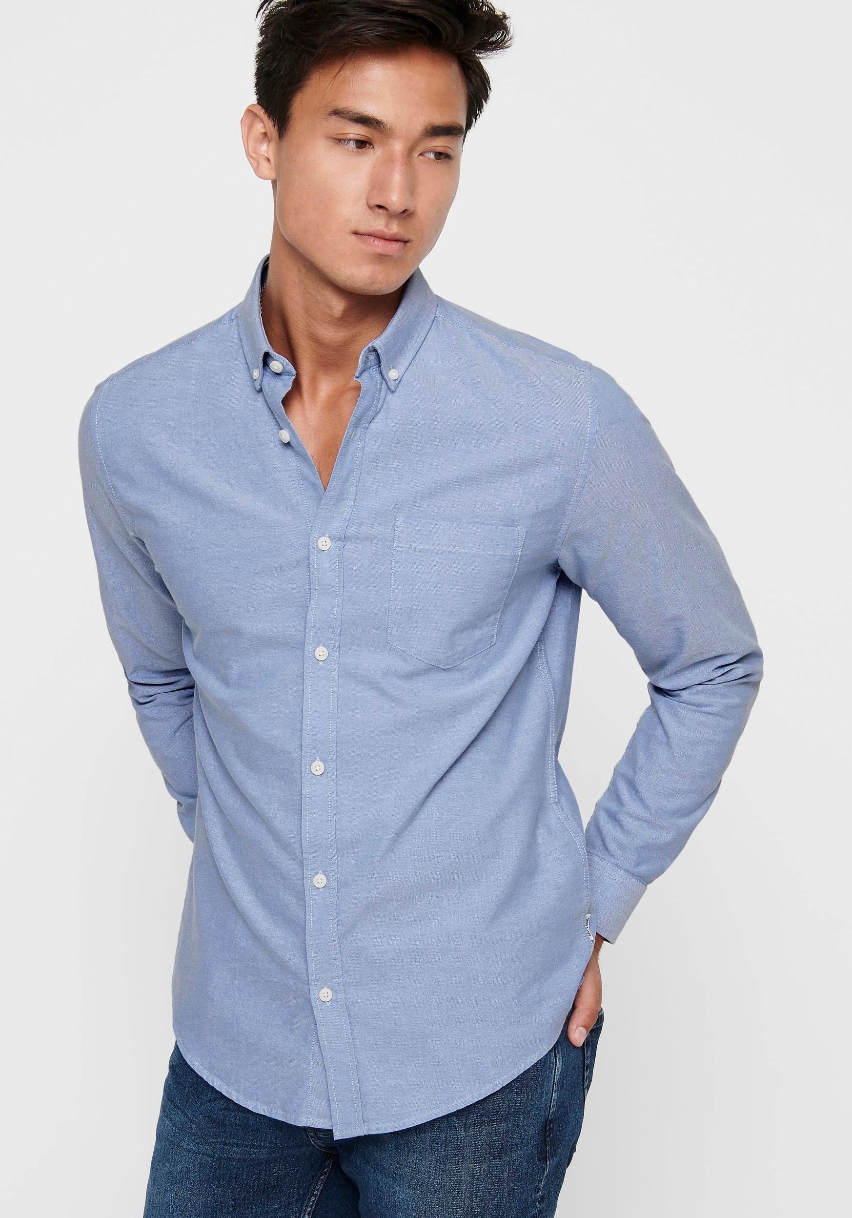 ONLY & SONS Langarmhemd »ONSALVARO SLIM LS OXFORD SHIRT NOOS«