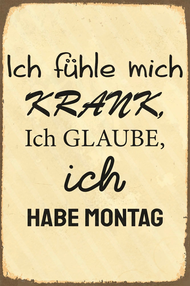queence Metallbild »Krank«, Schriftzüge-Schriftzug, (1 St.), Stahlschilder