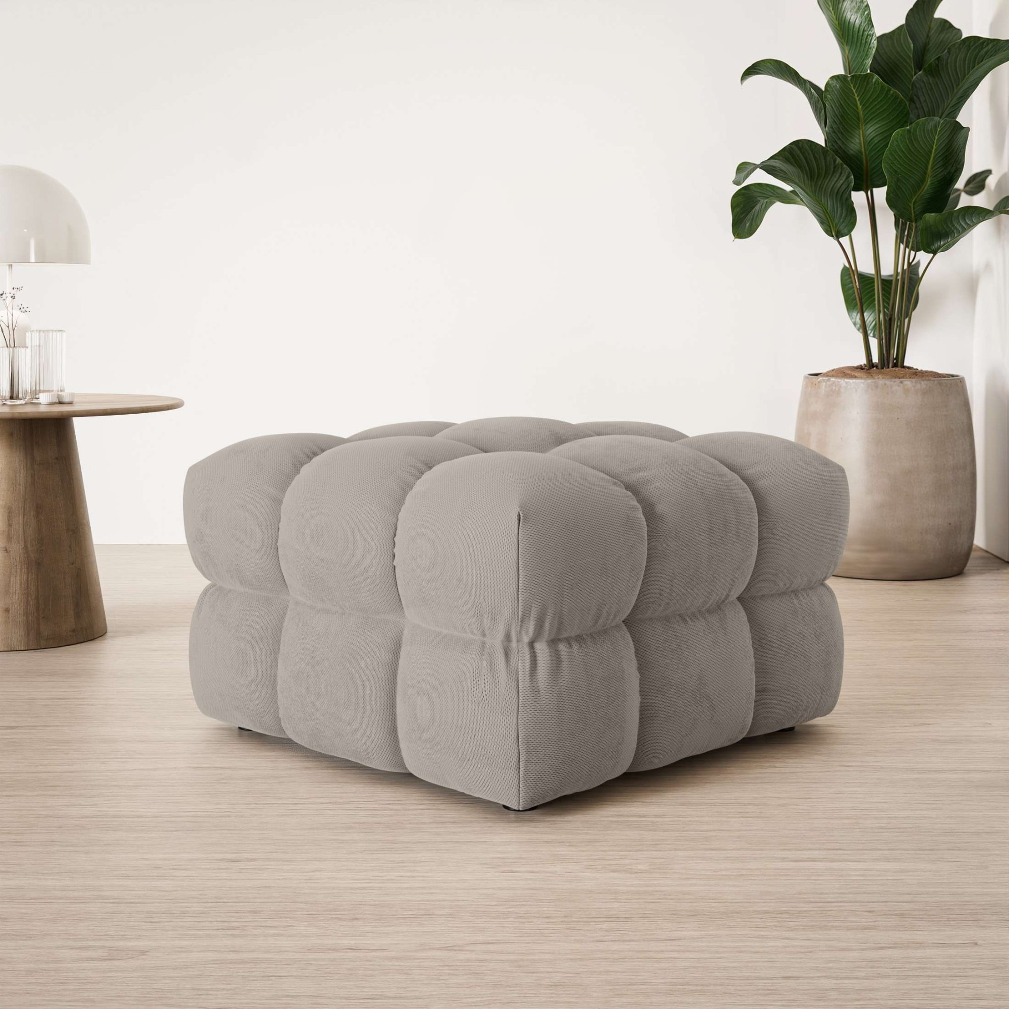Image of s.Oliver Polsterhocker "COBBO Sitzhocker Bubble-Optik, Masse B/T/H: 80/80/48 cm" passend zum Sofa, moderne Steppung und hoher Sitzkomfort