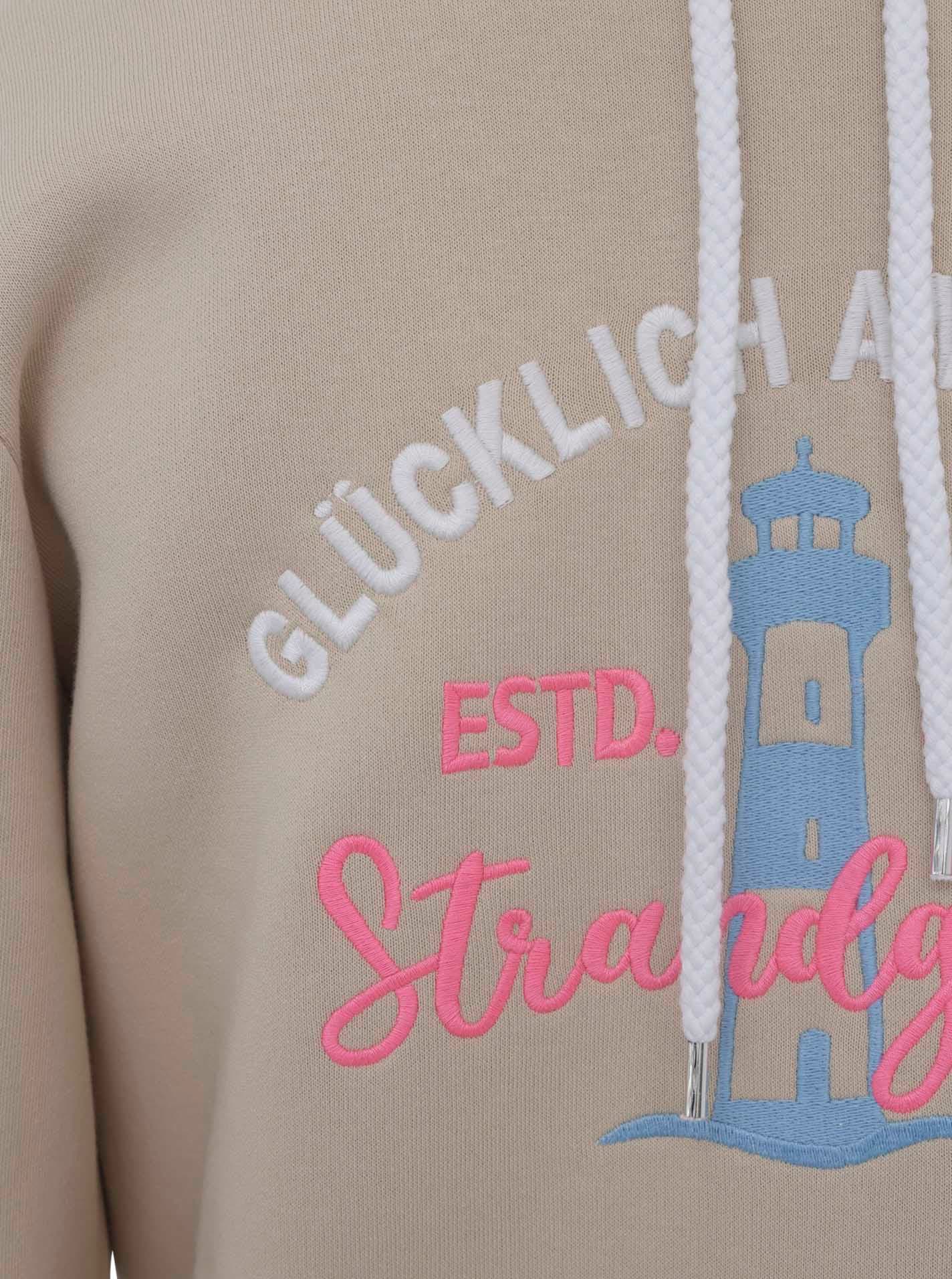 Zwillingsherz Hoodie »"Glücklich am Strand"«, mit maritimer Stickerei, Kängurutaschen