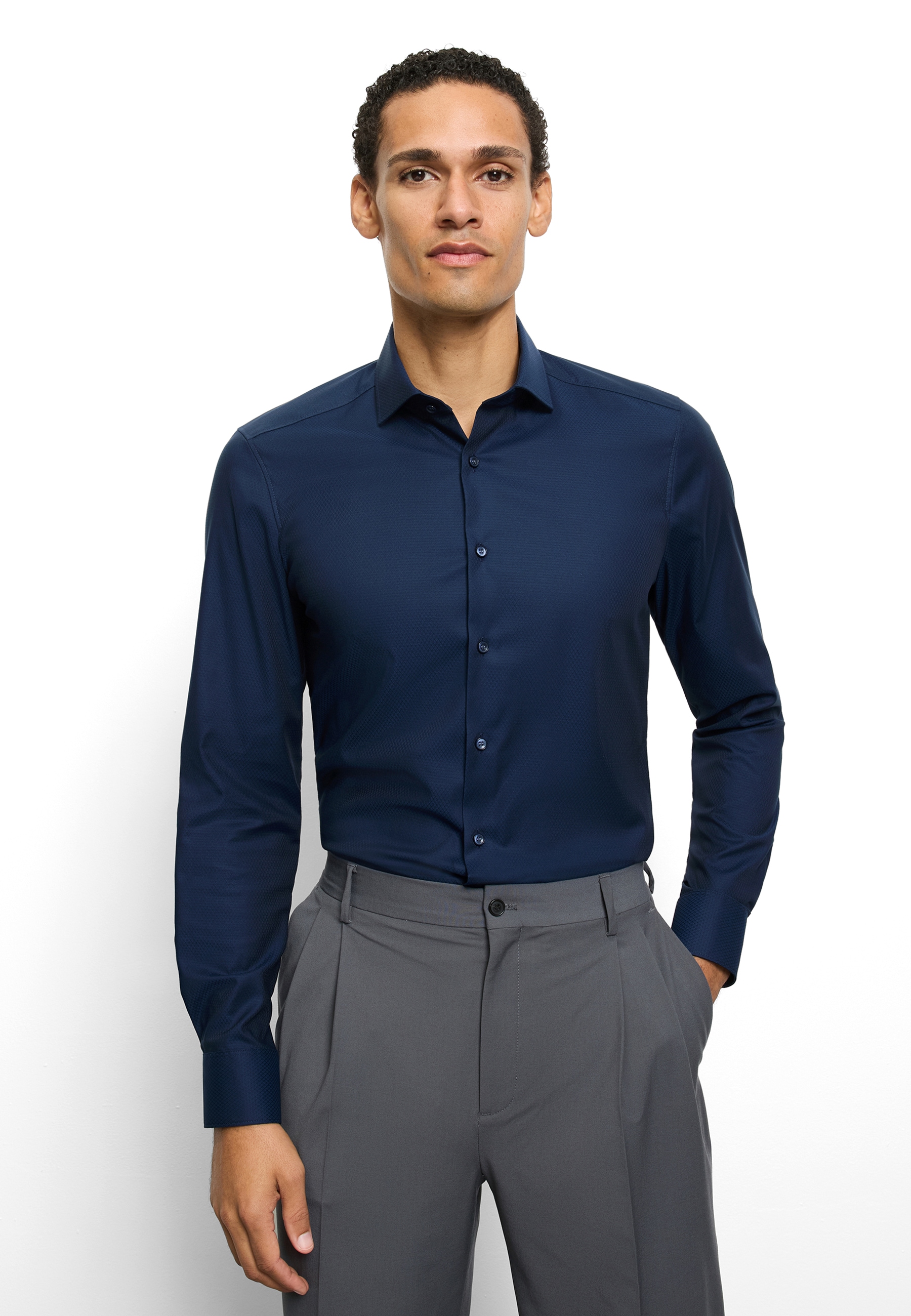 OLYMP Langarmhemd »Level 5« Businesshemd, body fit, Royal-Kentkragen, unifarben