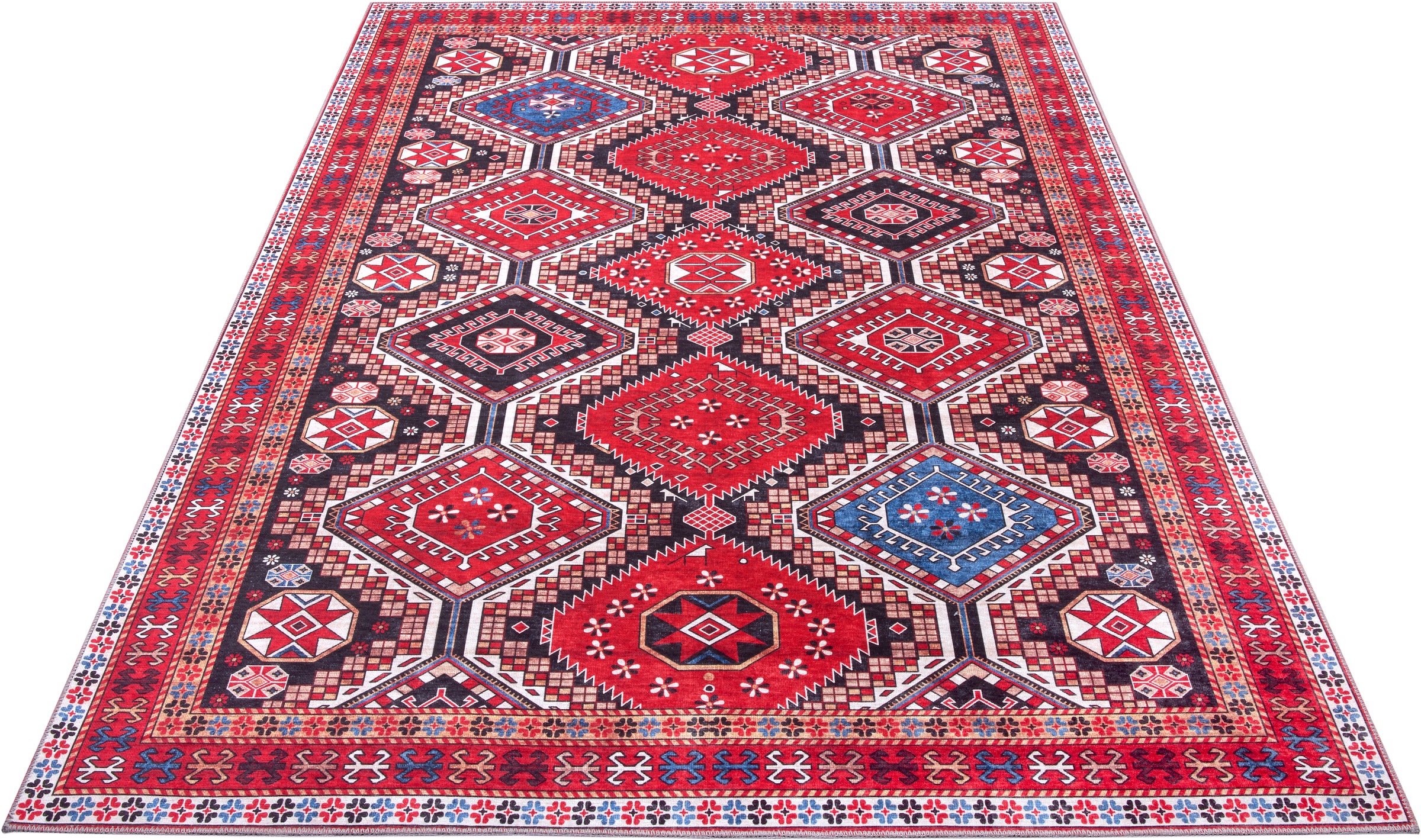 Image of ELLE DECORATION Designteppich »Shiraz Gahar«, rechteckig, 7 mm Höhe, Orient Optik, Vintage Design, Wohnzimmer, Schlafzimmer, Robust, Pflegeleicht, gekettelt, kräftige Farben bei Ackermann Versand Schweiz