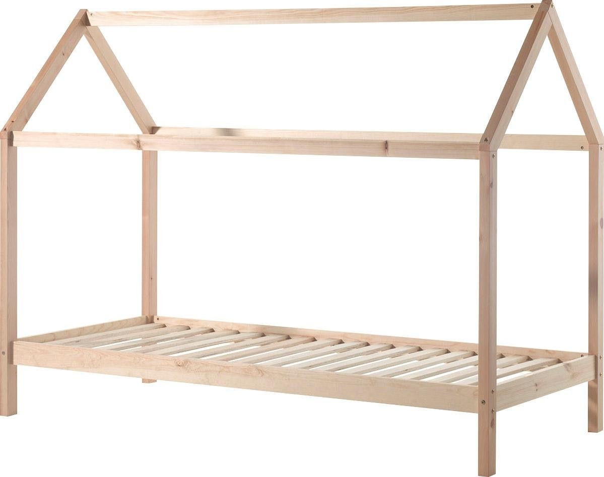 Vipack Lit de maison »Dallas, Hausbett Kiefer massiv, stabil gebaut, mit Rolllattenrost« L/H/P env. 208x158,5x98 cm, toit décoratif personnalisable,  au choix avec ou sans tiroir de lit, 2 couleurs au choix