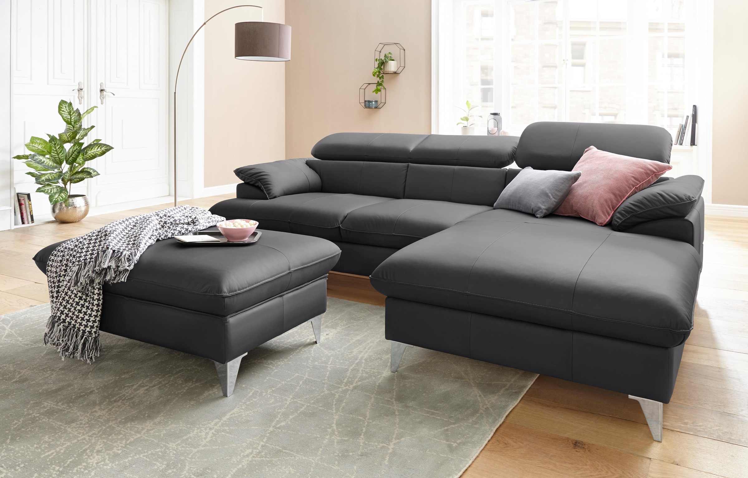 COTTA Ecksofa »Caluso L-Form«, inklusive Kopfteilverstellung, wahlweise mit Bettfunktion