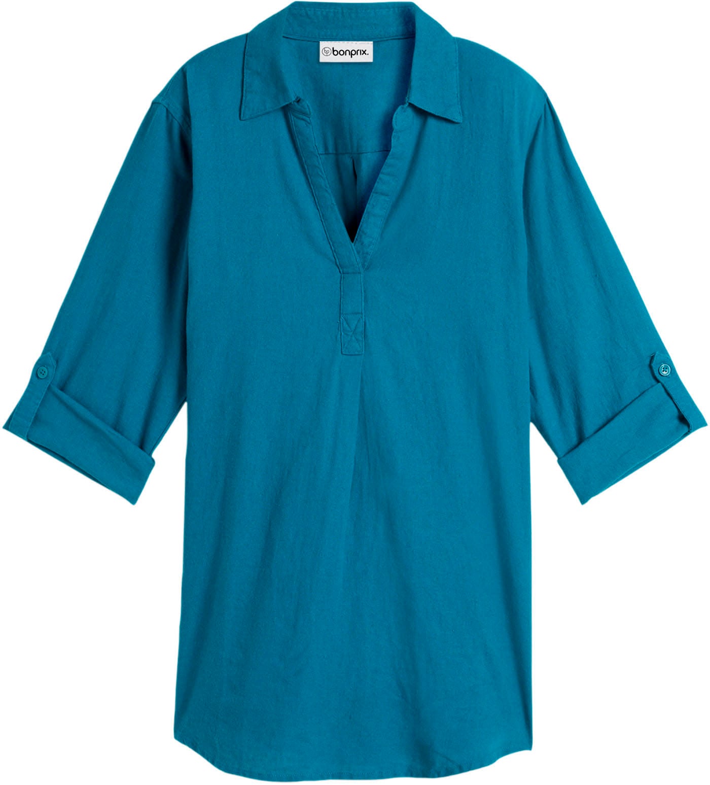 bonprix Blouse à manches longues »3/4-Arm Bluse mit Leinen« figurumspielende Passform, für vielseitige Alltagslooks