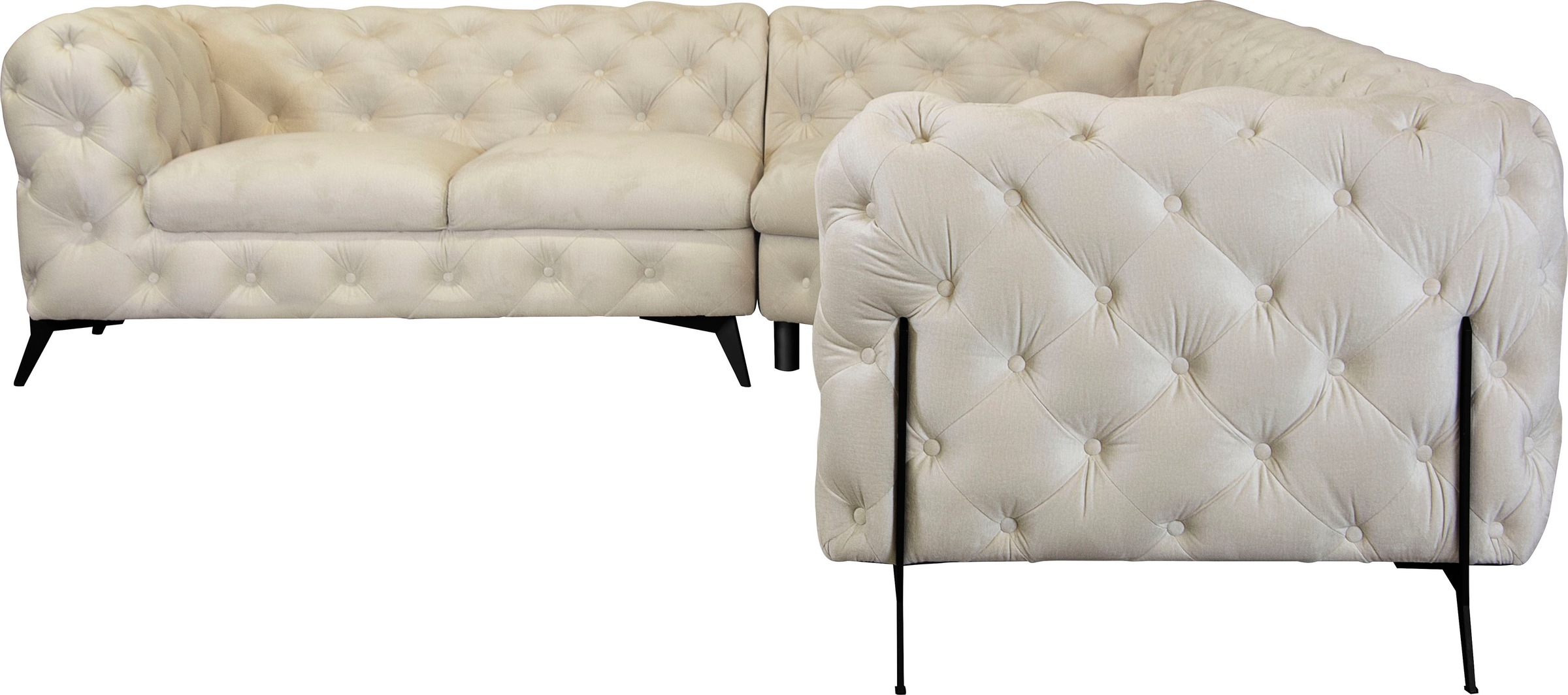 Home affaire Canapé Chesterfield »Amaury L-Form« grosses Ecksofa, Chesterfield-Optik, Breite 323 cm, Fussfarbe wählbar