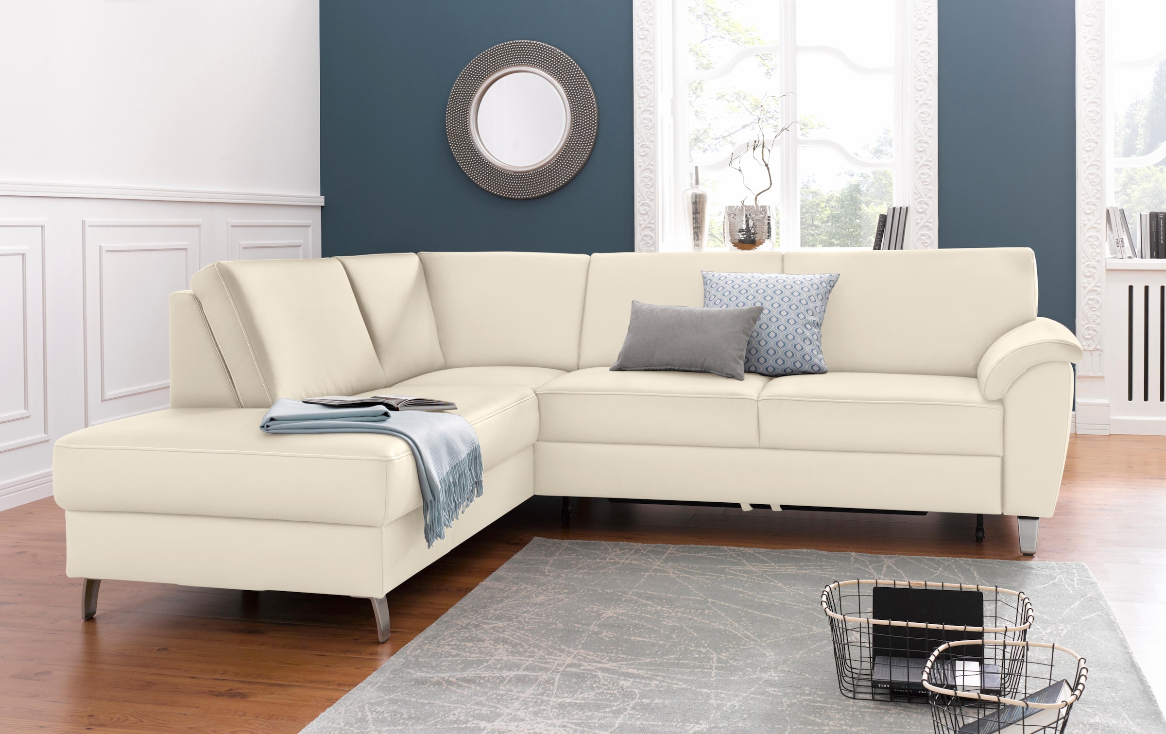 sit&more Ecksofa »Texel L-Form«, mit Federkern, wahlweise mit Bettfunktion und Bettkasten