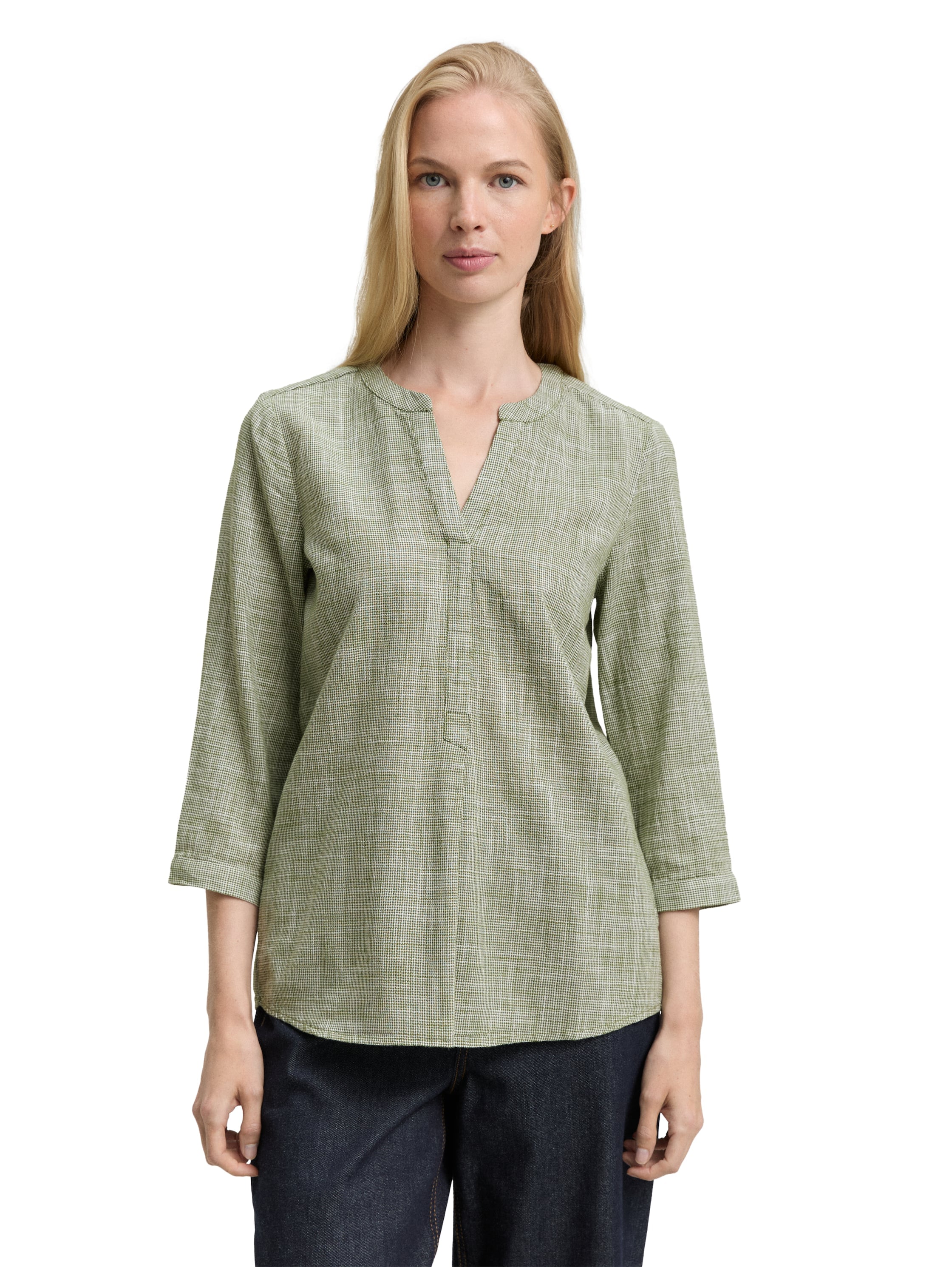 Image of TOM TAILOR Klassische Bluse mit geschlitztem Rundhalsausschnitt