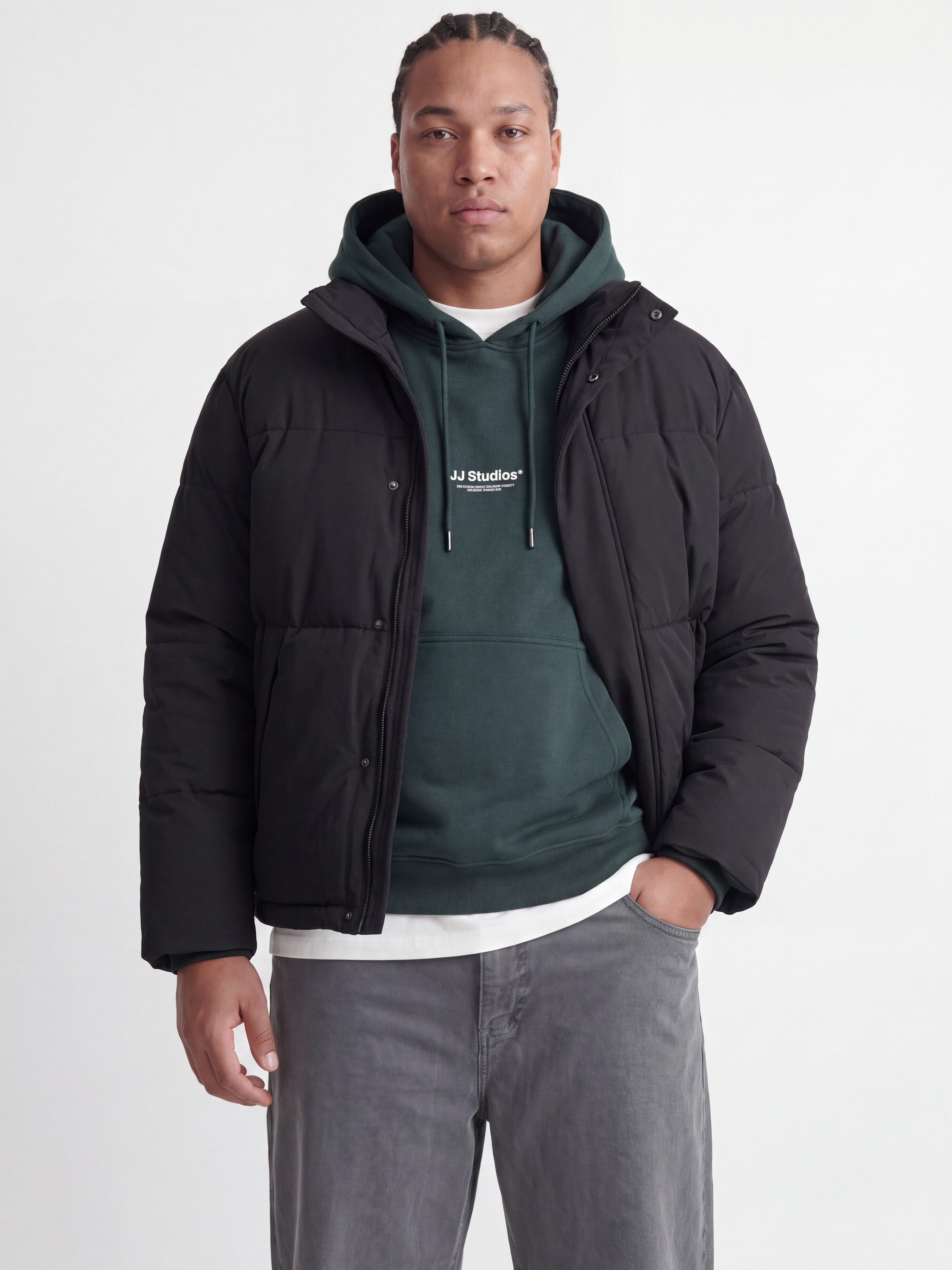 Jack & Jones PlusSize Veste matelassée »JJESOHO PUFFER COLLAR AW26 SN PLS« Fibre synthétique, avec fermeture éclair dissimulée,