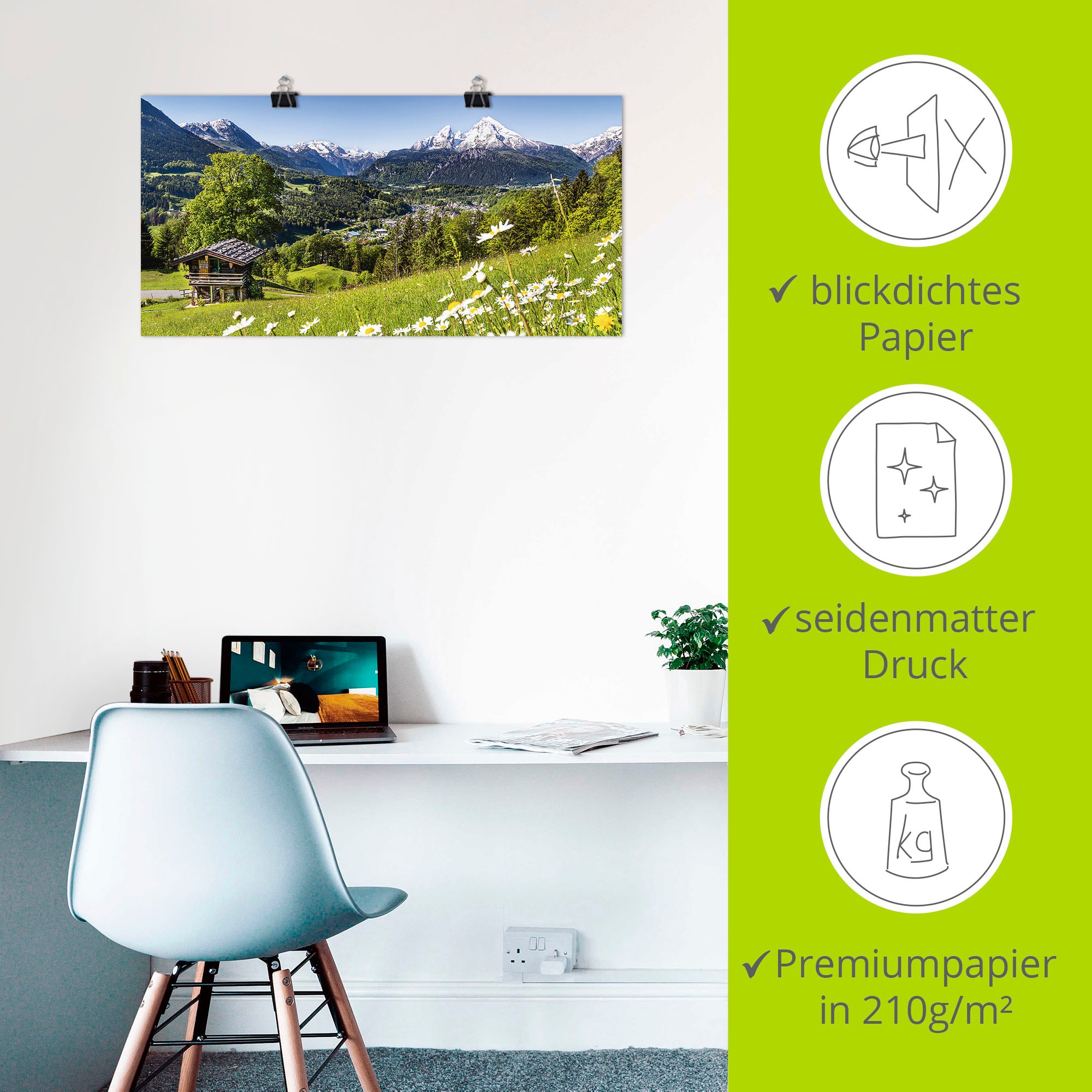 Artland Wandbild »Landschaft in den Bayerischen Alpen«, Berge, (1 St.), als Alubild, Outdoorbild, Leinwandbild, Poster, Wandaufkleber
