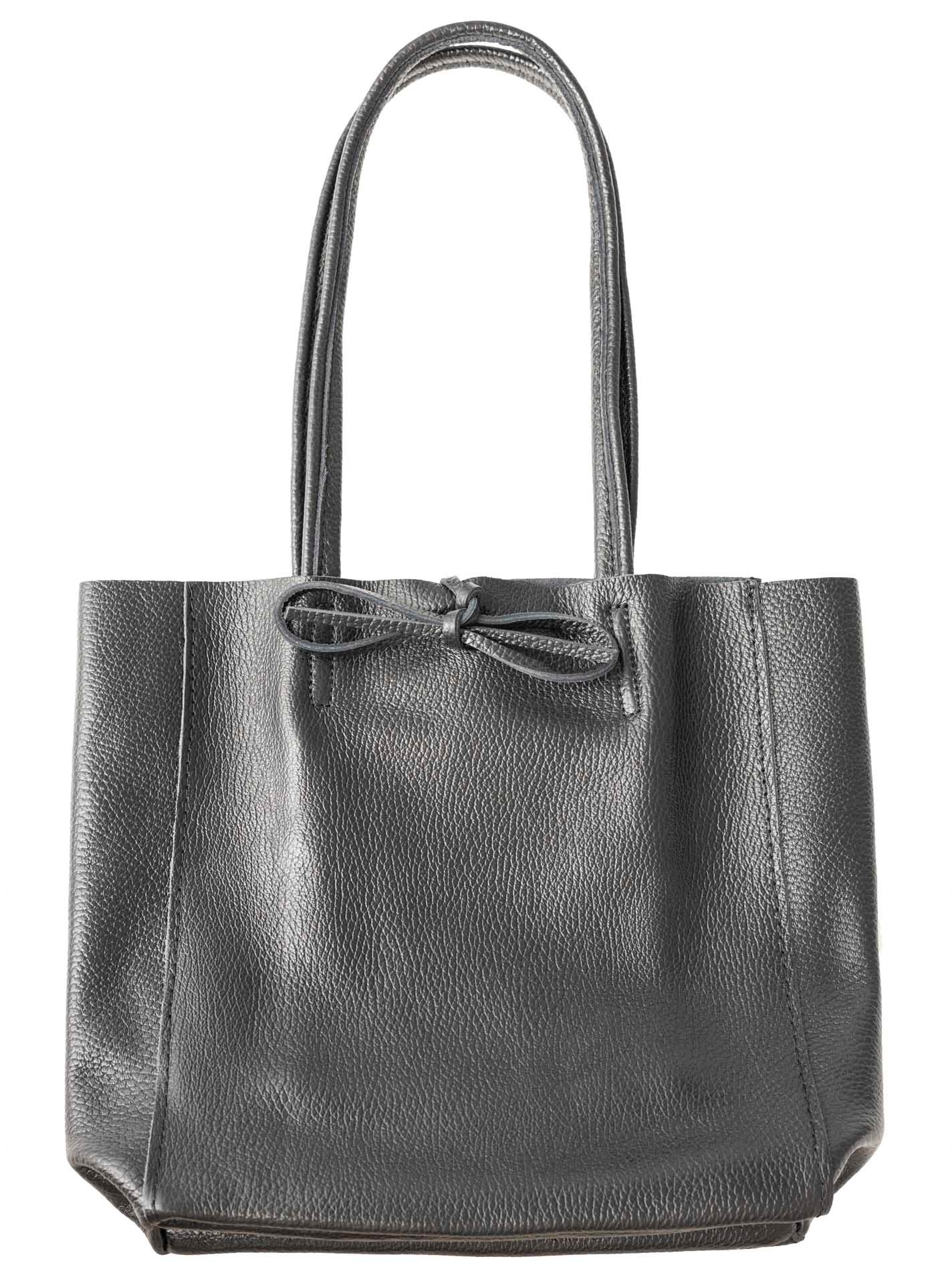 Image of Zwillingsherz Tragetasche "Ledershopper "Small"" mit Schulterhenkel und Bindeband